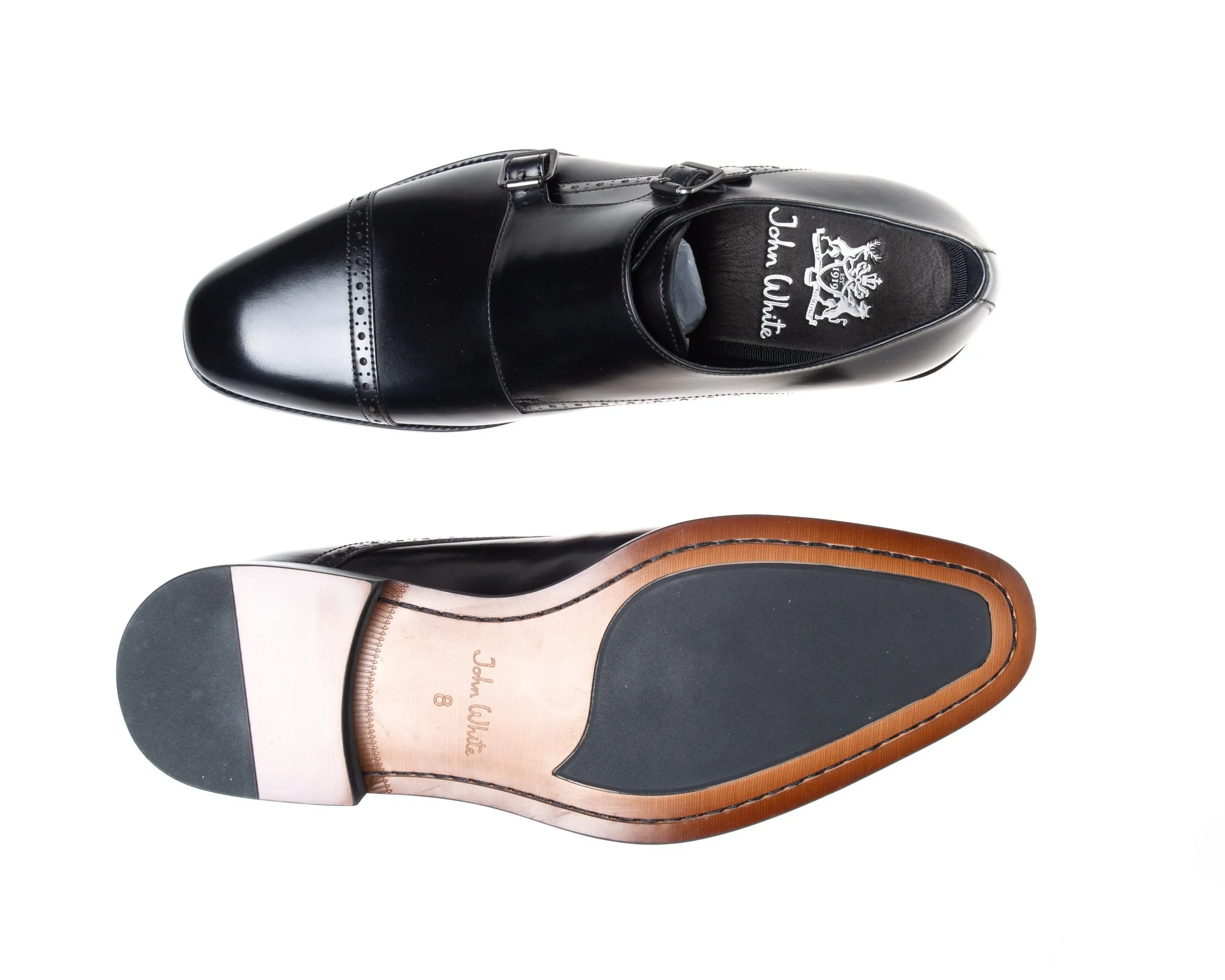 Alderney Black Double Monk Shoes