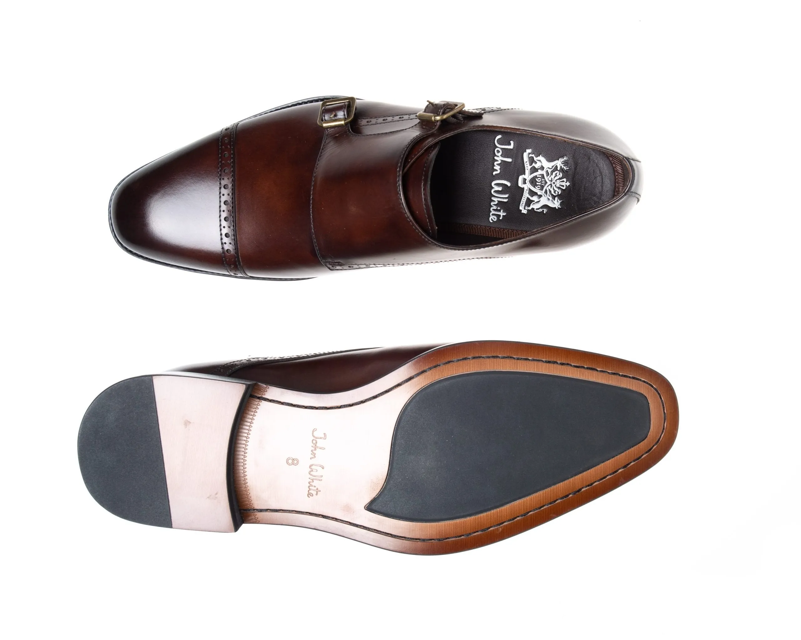 Alderney Brown Double Monk Shoes