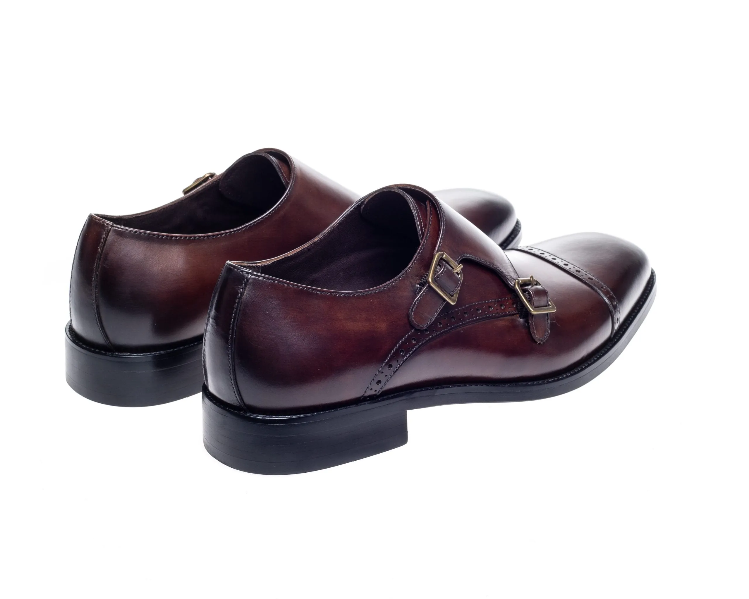 Alderney Brown Double Monk Shoes