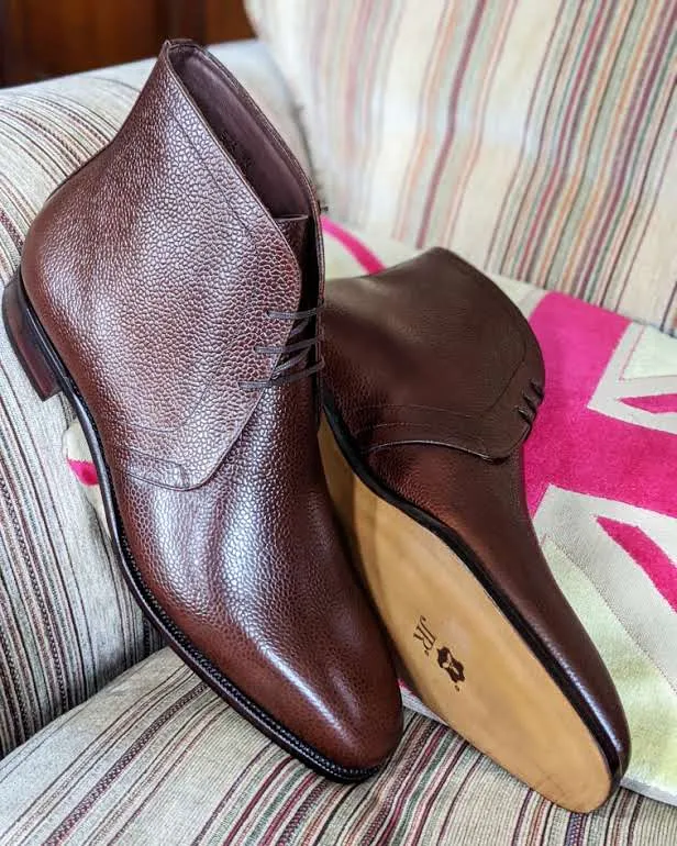 Ascot Ankle Boots - Brown Scotch Grain
