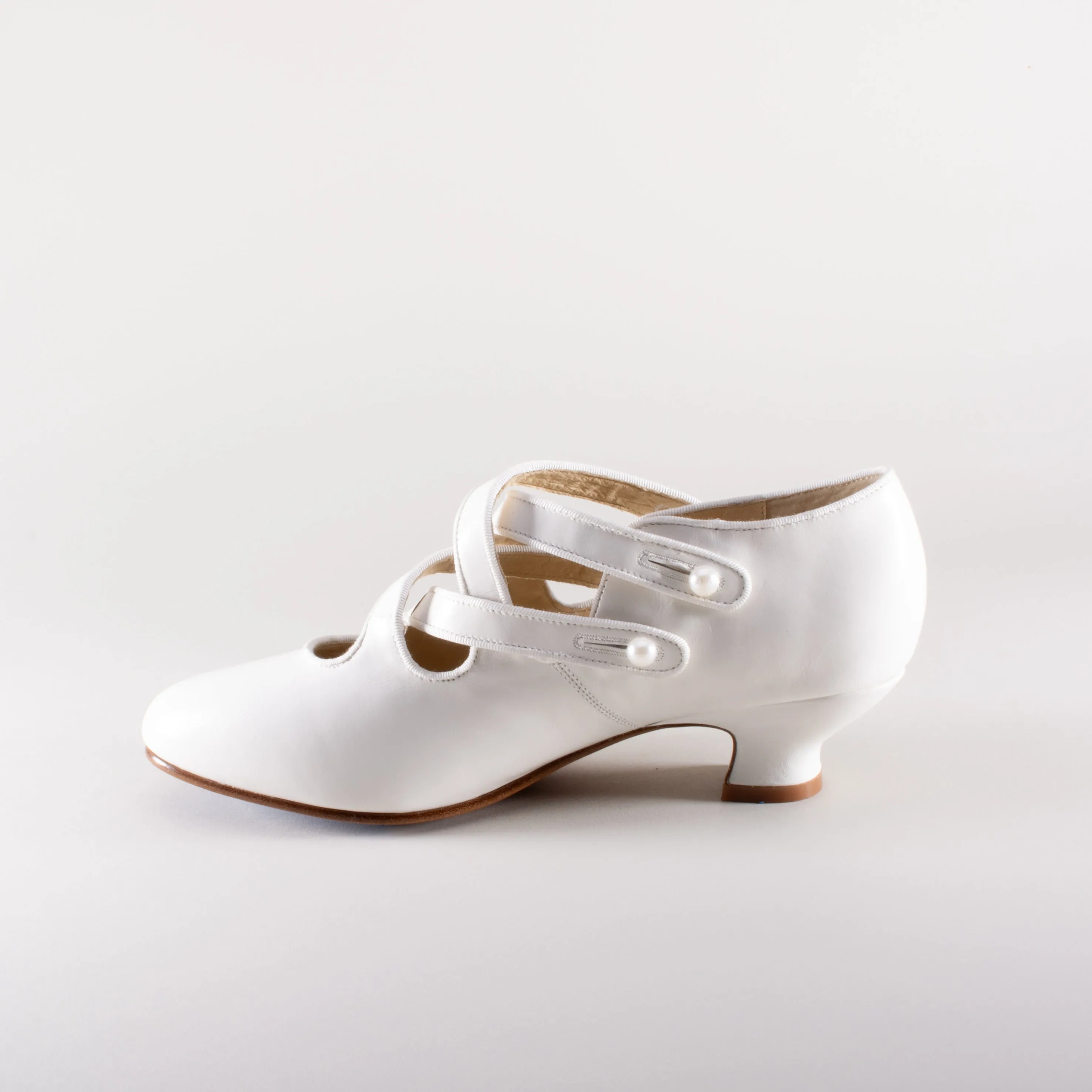 Astoria Edwardian Leather Shoes (Soft Ivory)