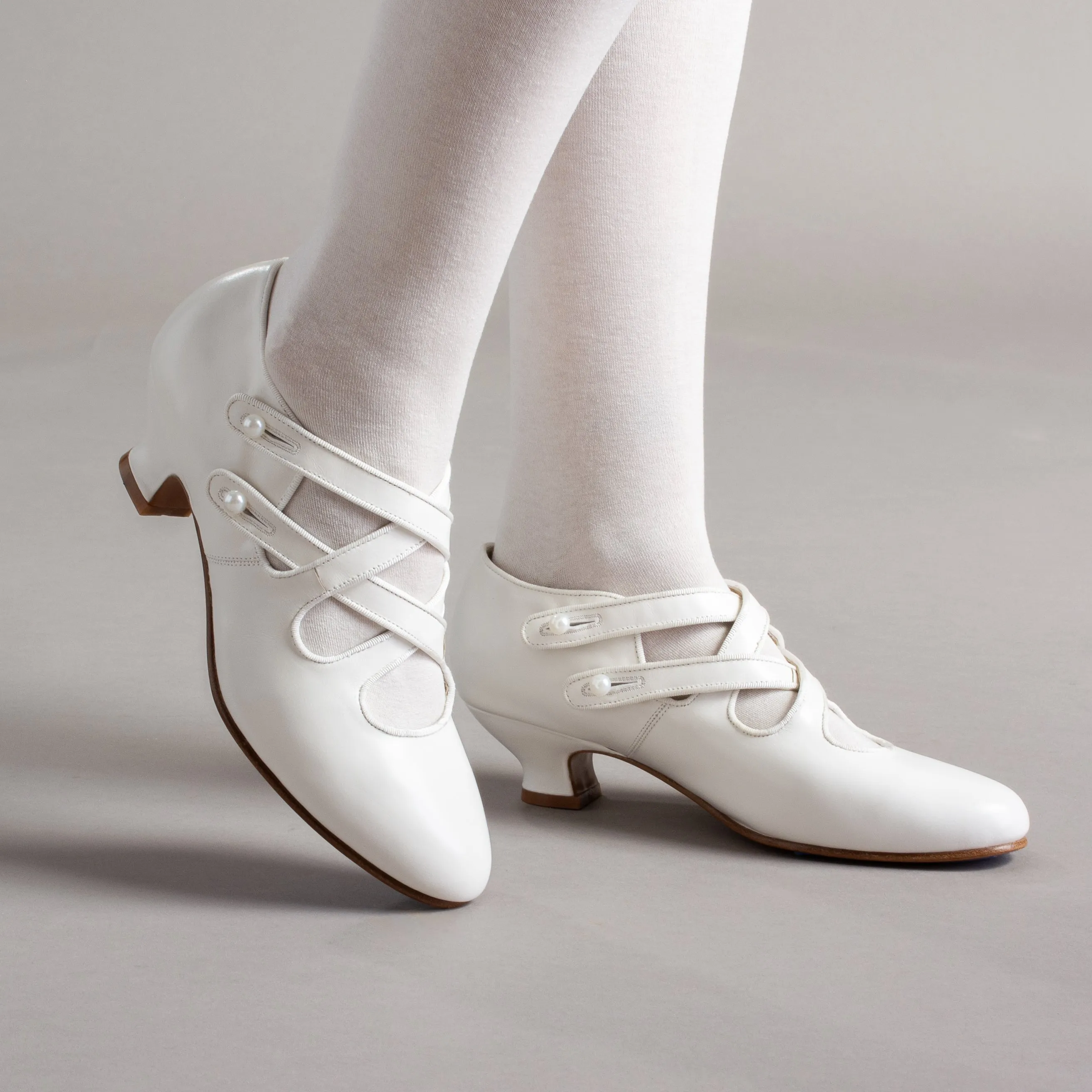Astoria Edwardian Leather Shoes (Soft Ivory)
