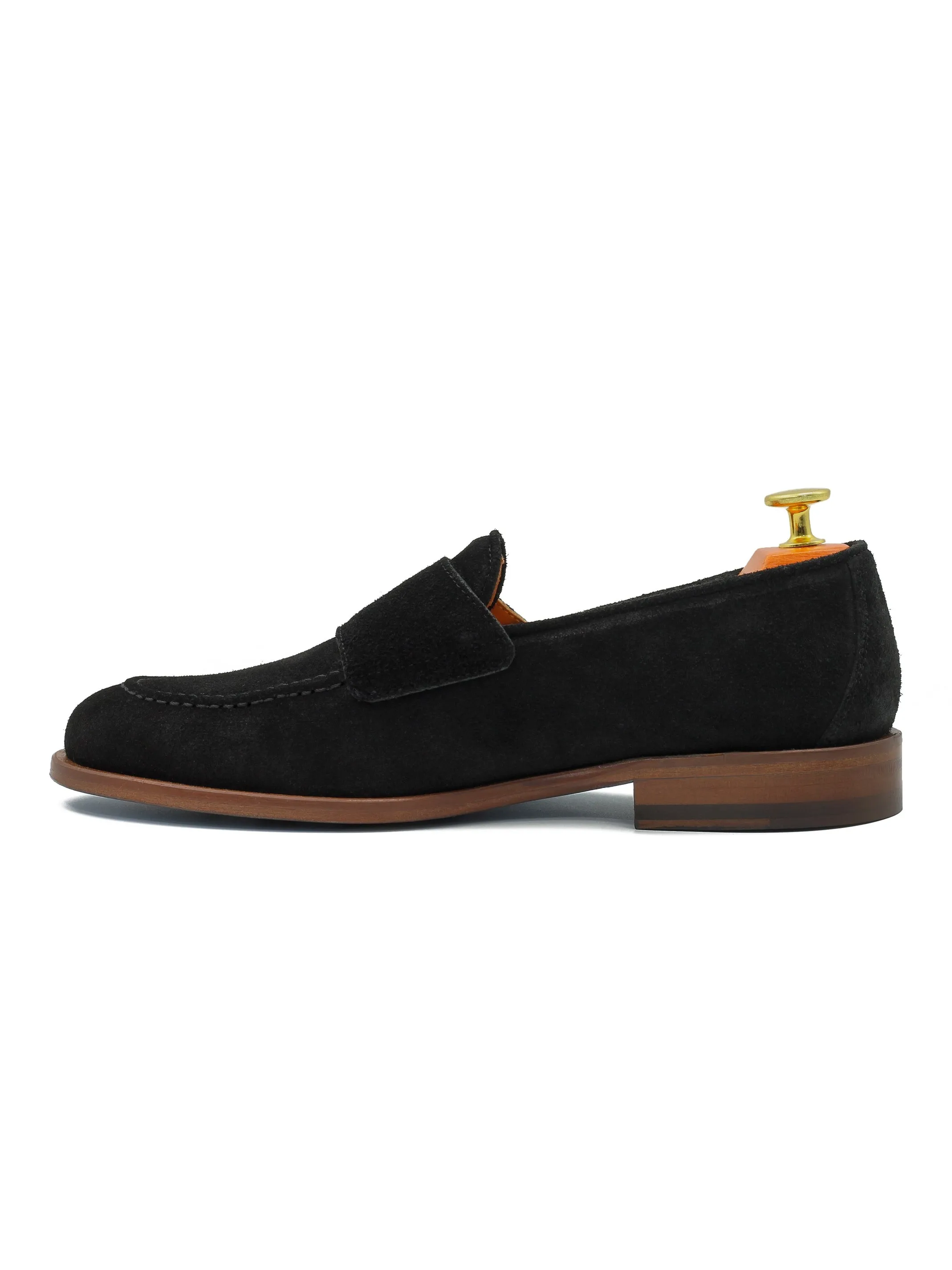 BLACK ITALIAN SUEDE DOUBLE BUCKLE MONK LOAFER