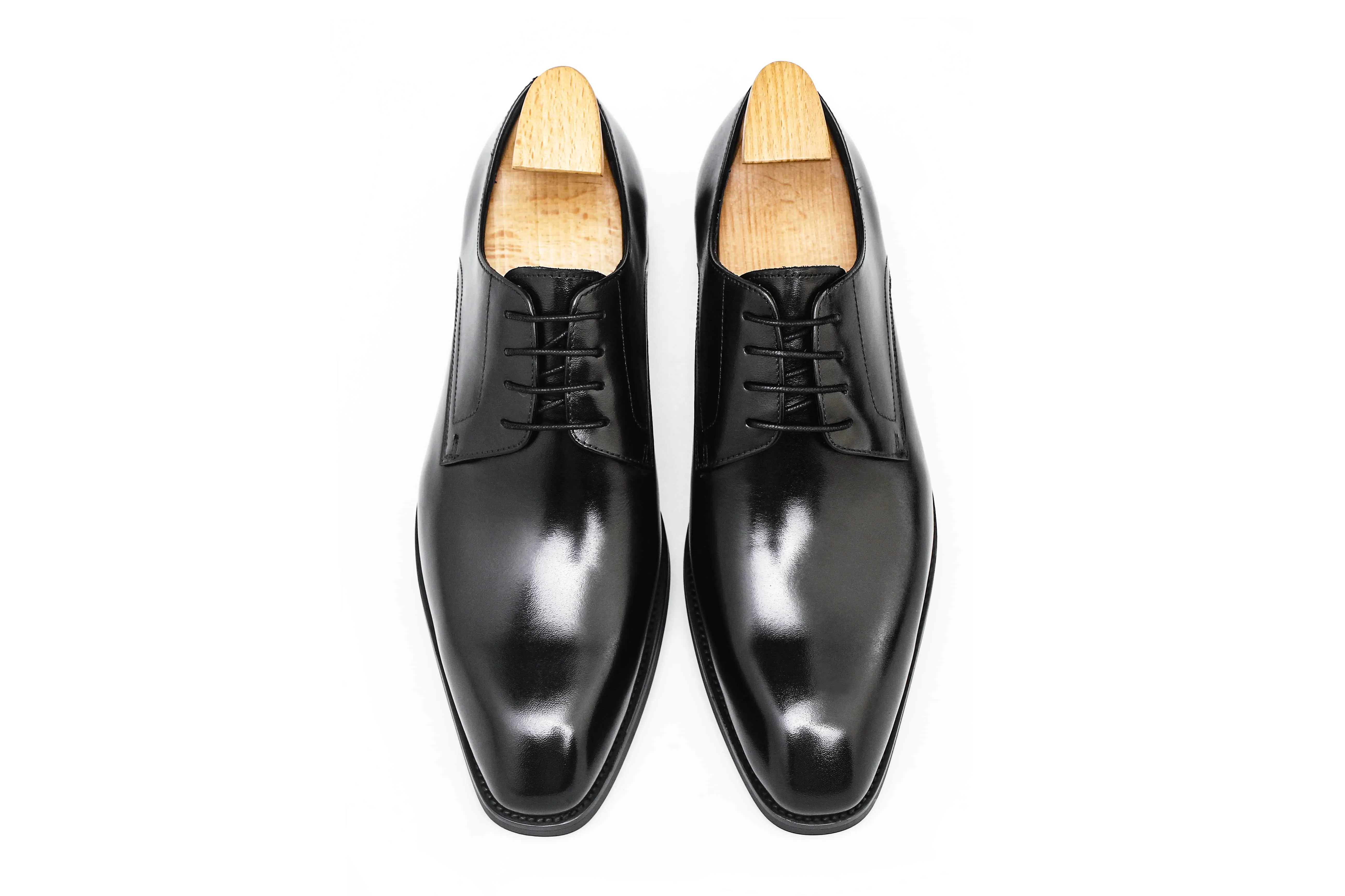 Black Leather Men's Derby Shoes