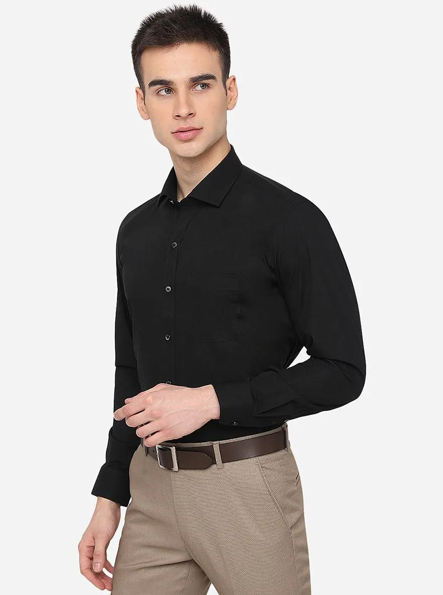 Black Solid Slim Fit Formal Shirt | Greenfibre