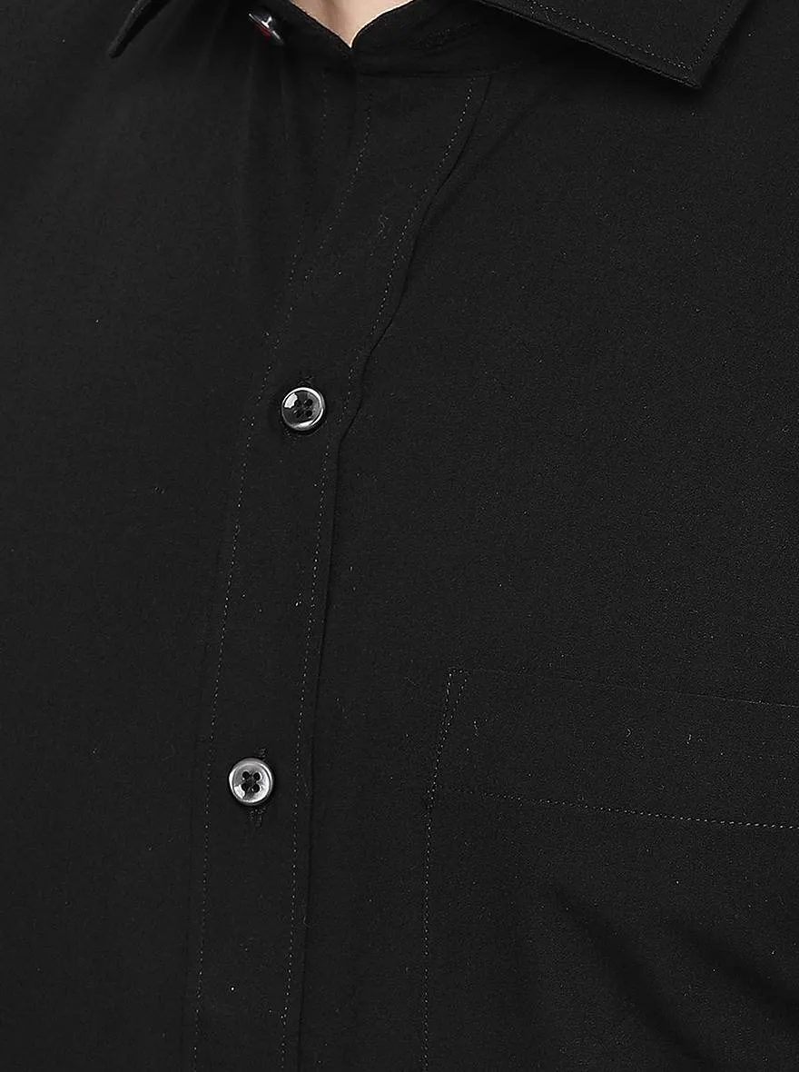 Black Solid Slim Fit Formal Shirt | Greenfibre