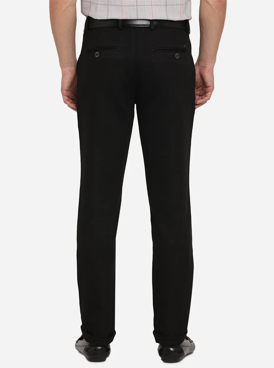 Black Solid Uno Fit Casual Trouser | JadeBlue