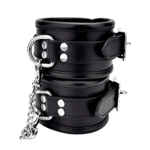 BOUND  Leather Ankle Restraints with Black & Silver Detail