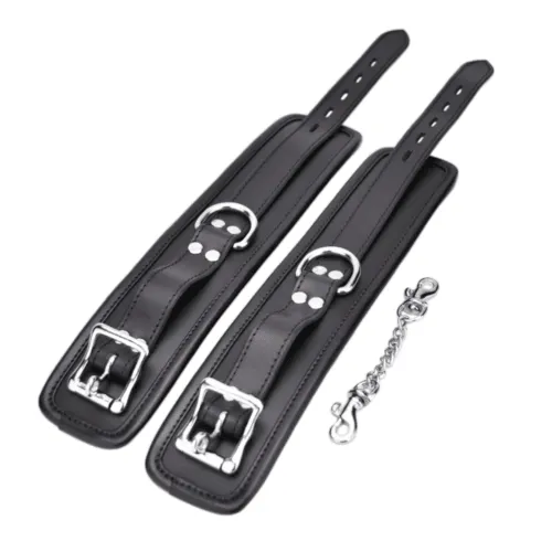 BOUND  Leather Ankle Restraints with Black & Silver Detail