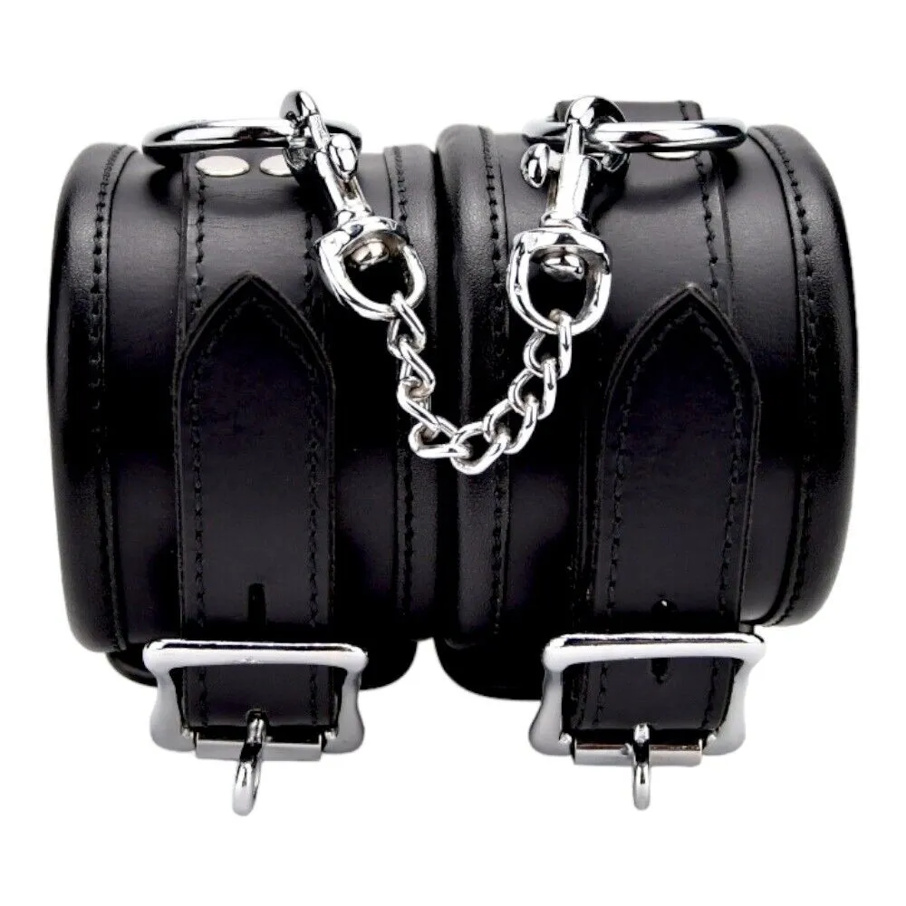 BOUND  Leather Ankle Restraints with Black & Silver Detail