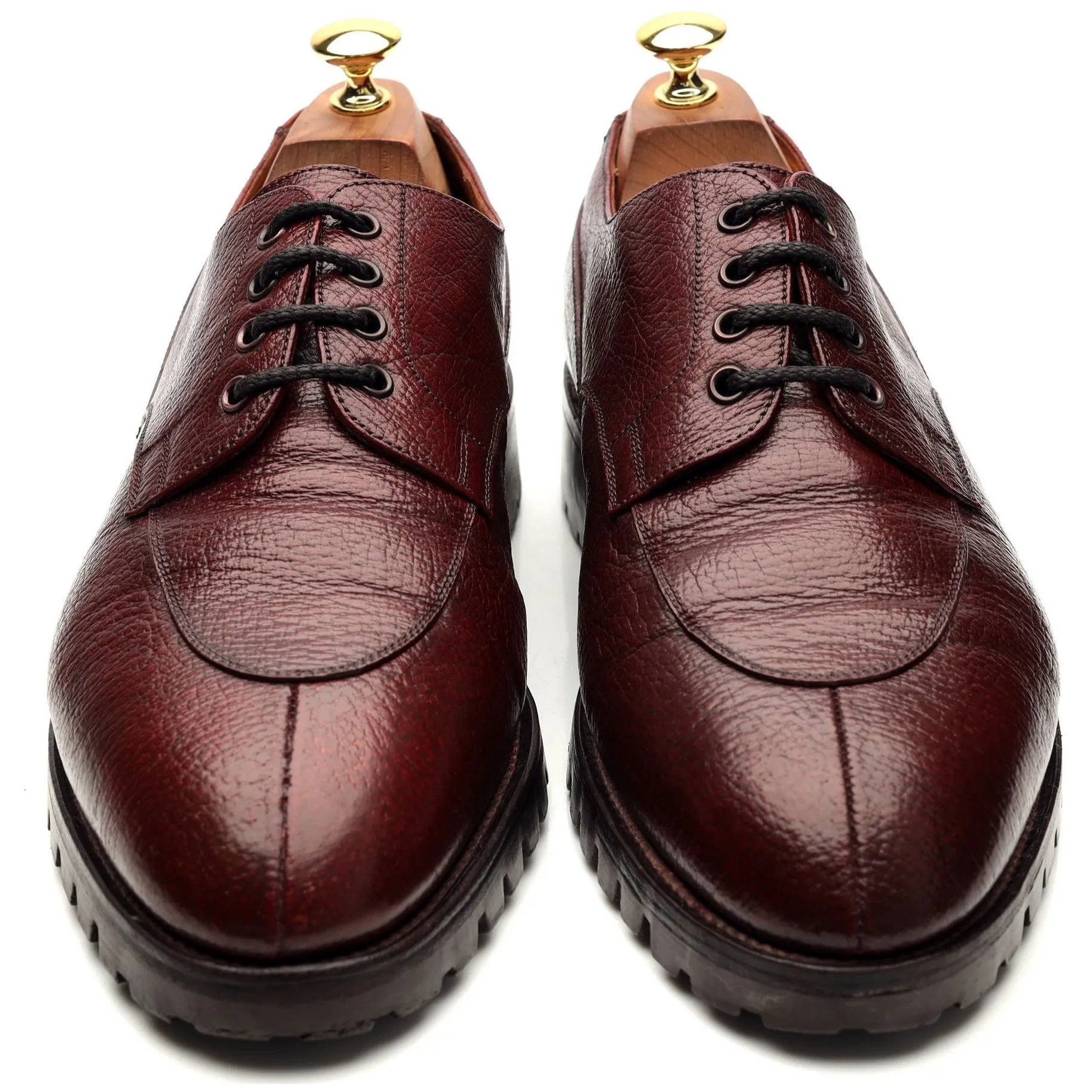 Burgundy Grain Leather Split Toe Derby 10 D UK 10.5