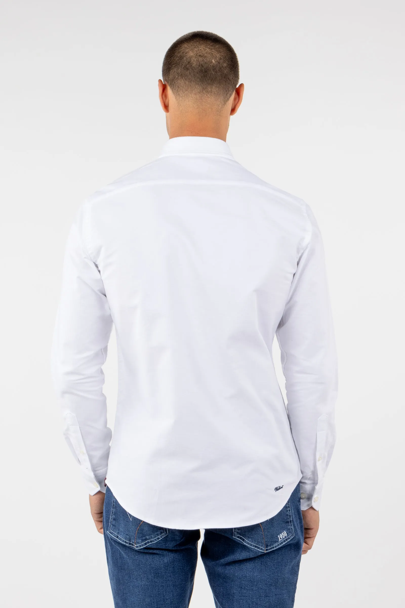 Camisa Oxford Blanco Acabado Brush