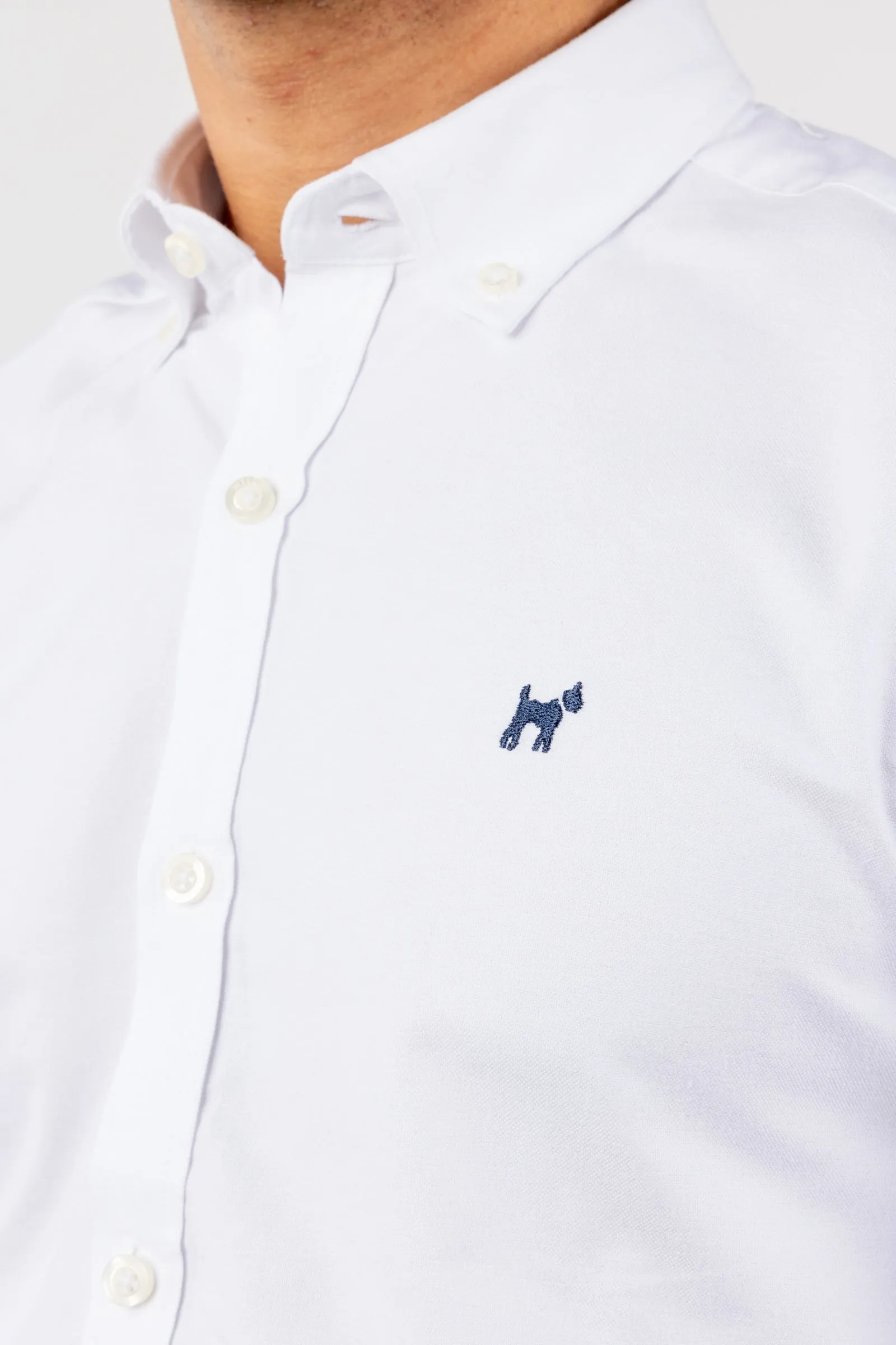 Camisa Oxford Blanco Acabado Brush