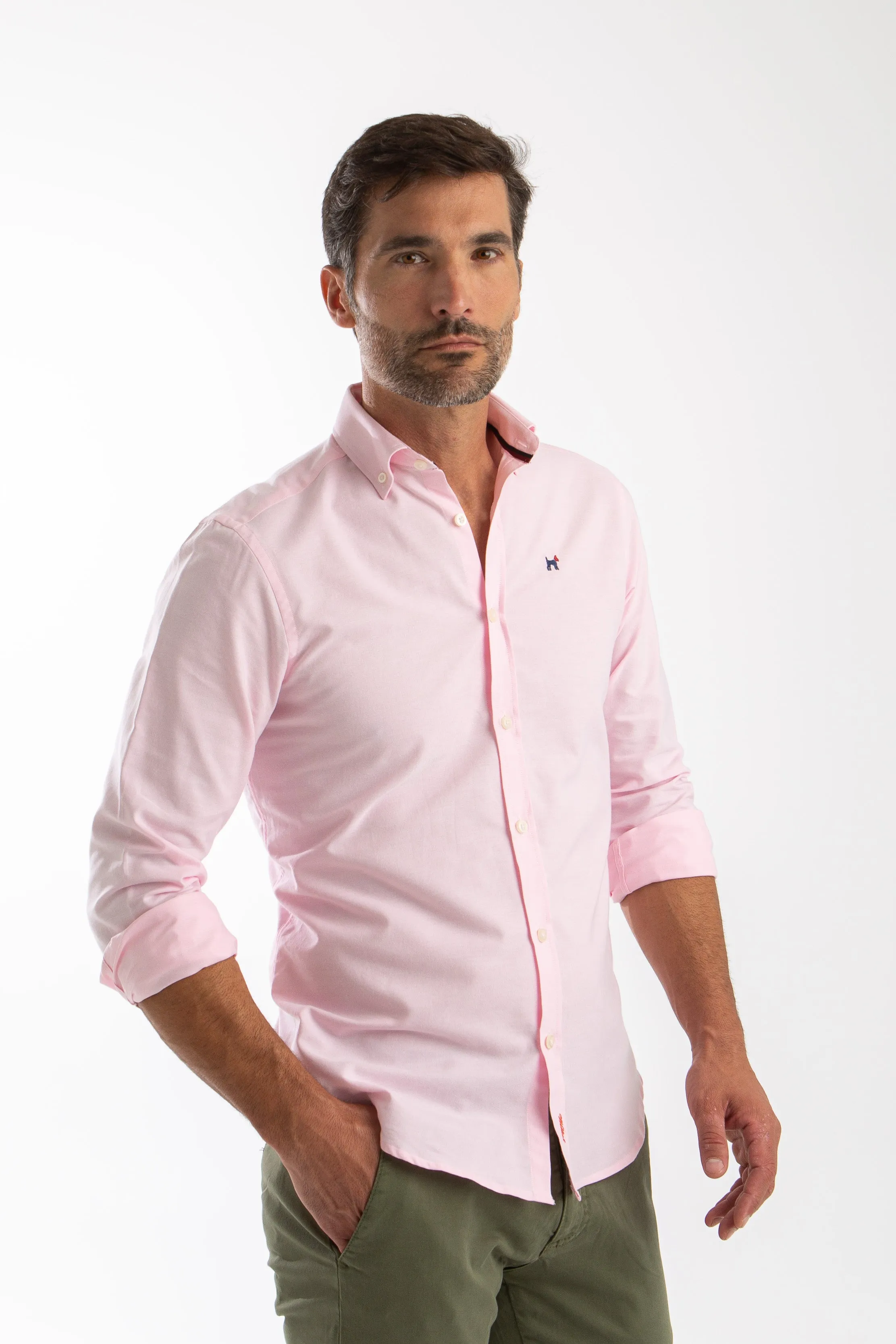 Camisa Oxford Slim Fit Rosa