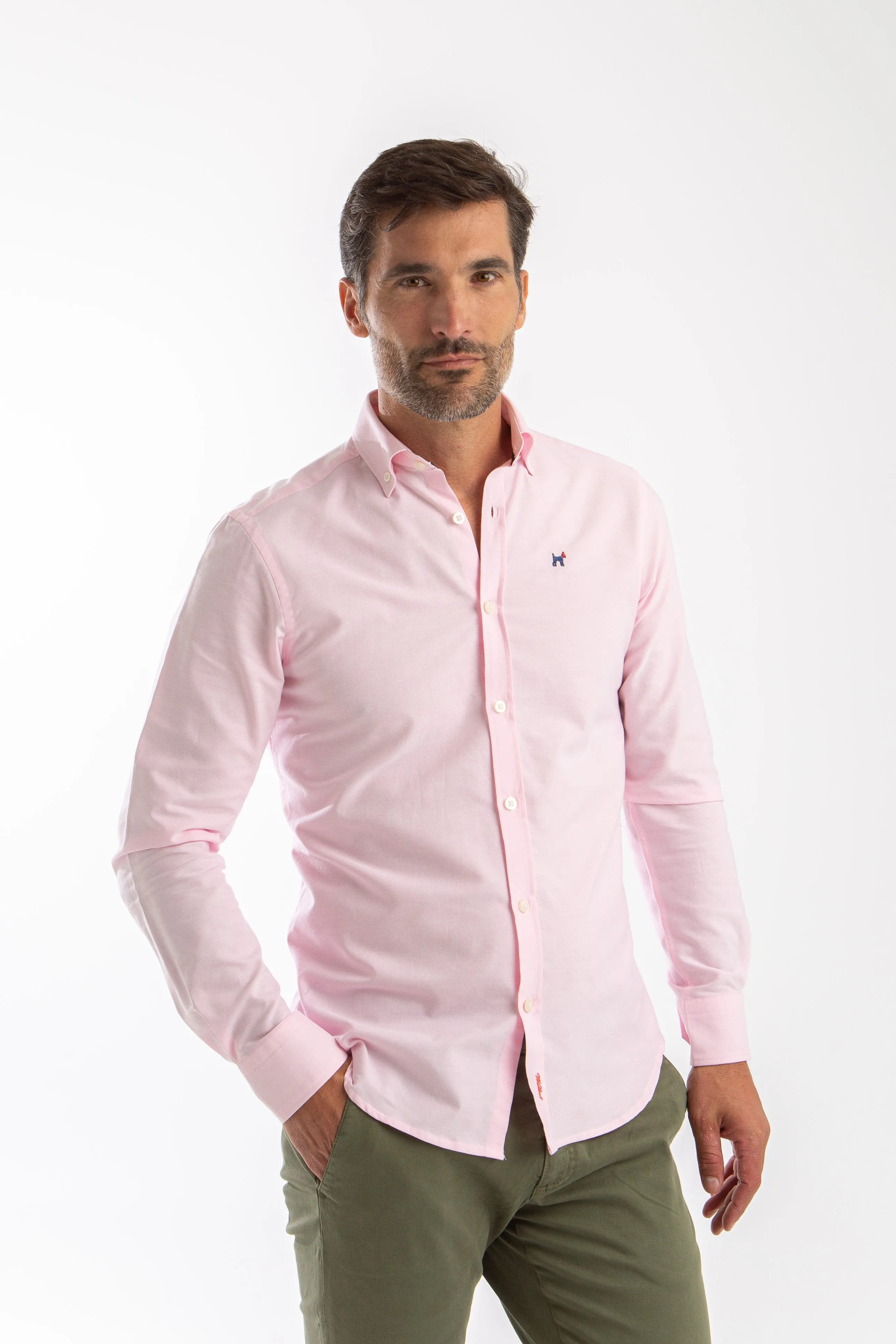 Camisa Oxford Slim Fit Rosa