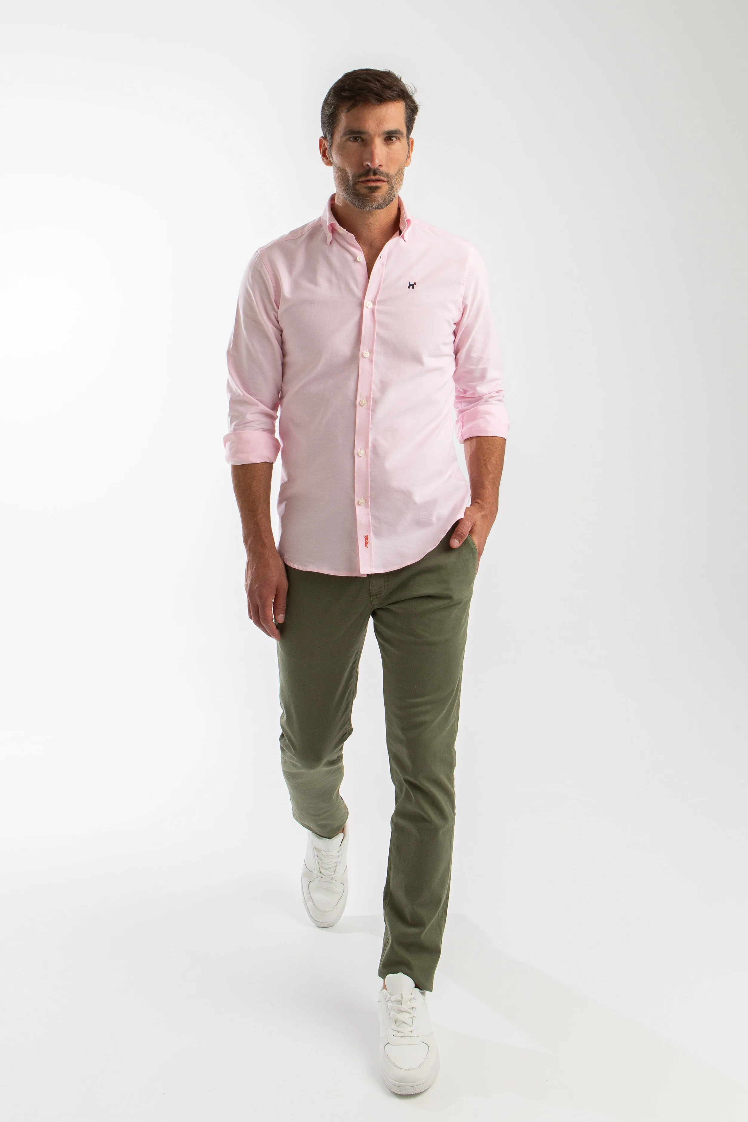 Camisa Oxford Slim Fit Rosa