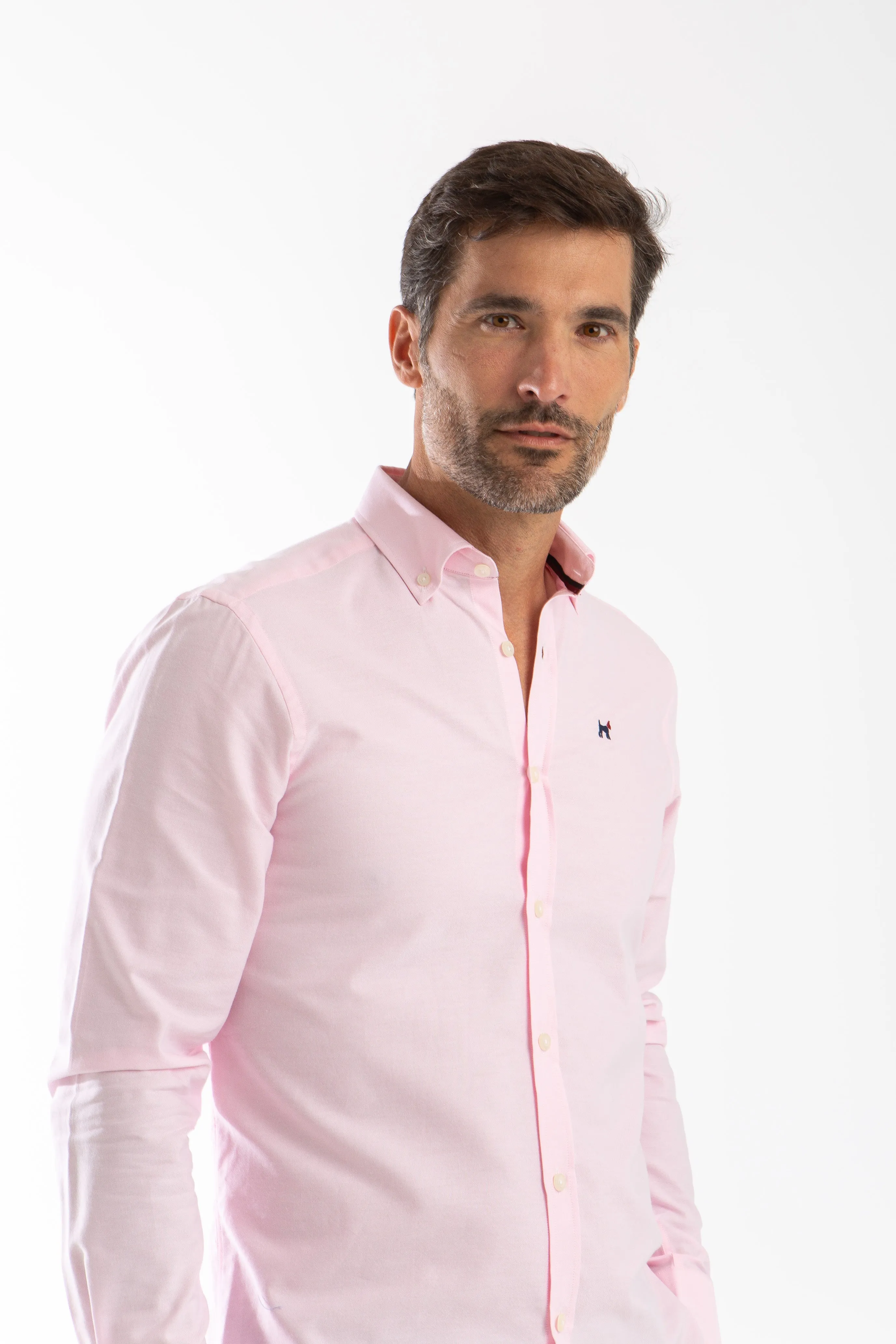 Camisa Oxford Slim Fit Rosa