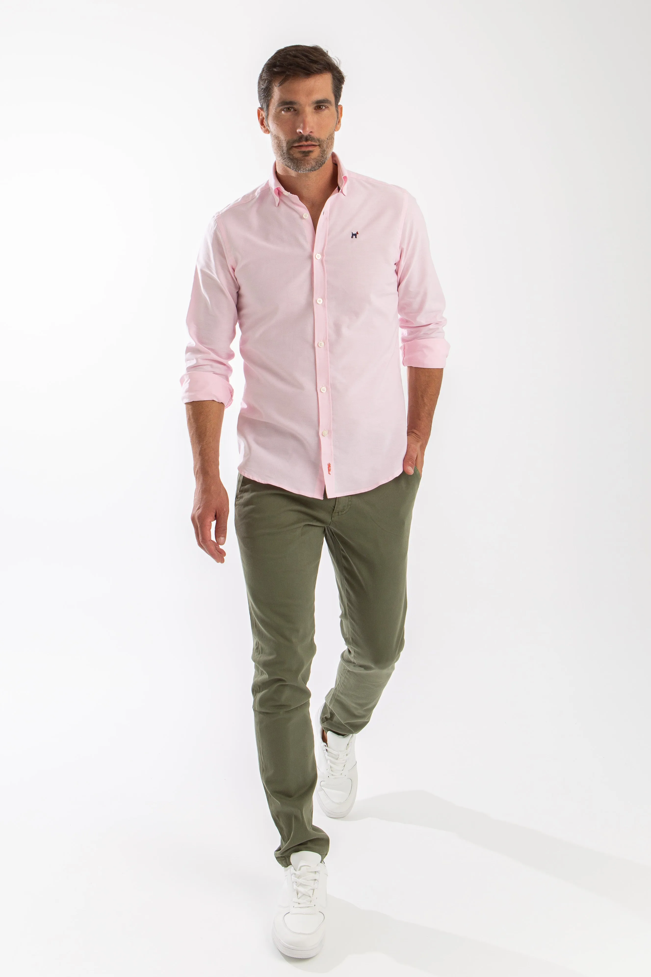 Camisa Oxford Slim Fit Rosa