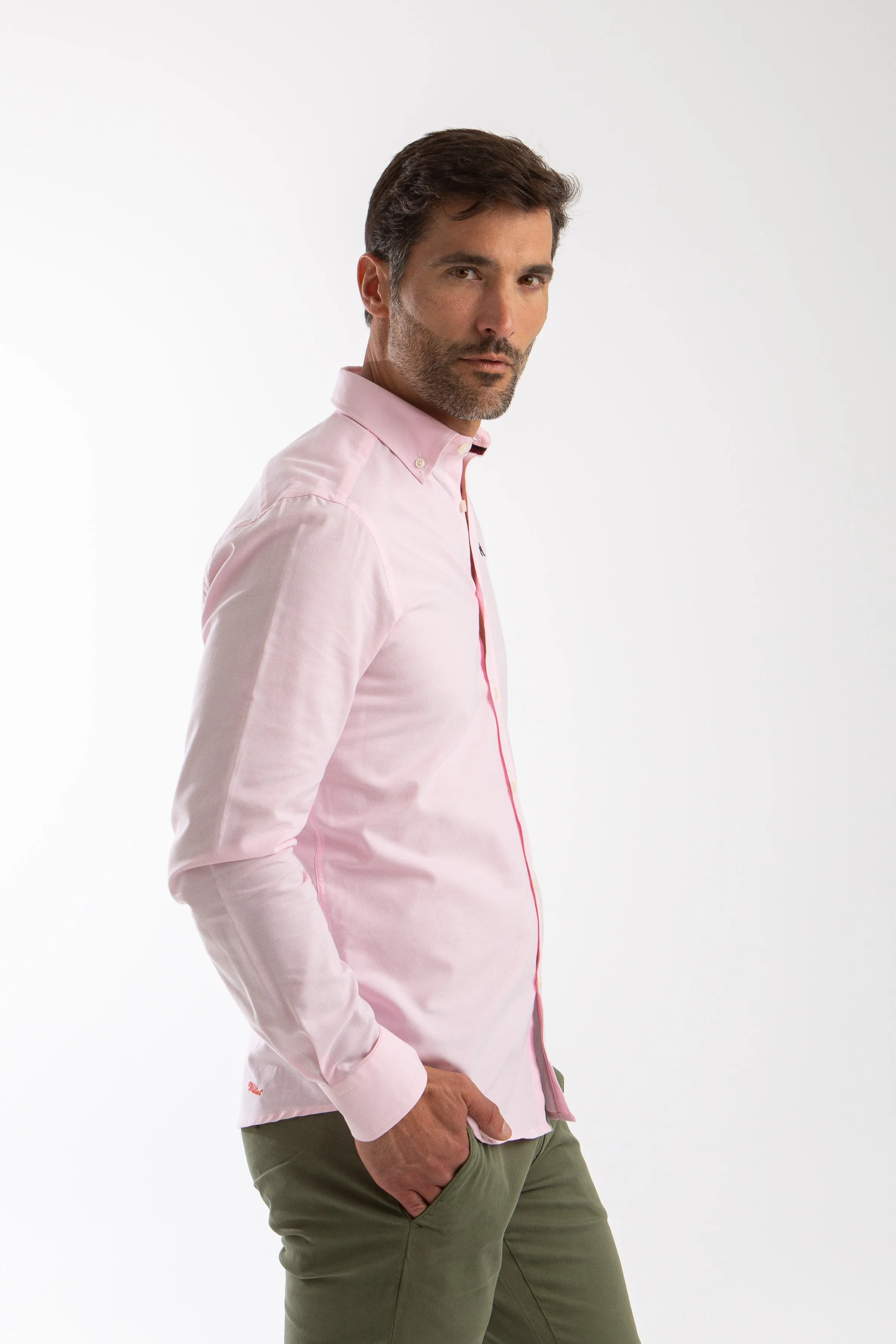 Camisa Oxford Slim Fit Rosa