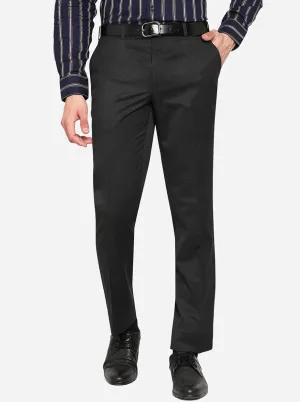 Charcoal Grey Solid Classic Fit Formal Trouser | JadeBlue