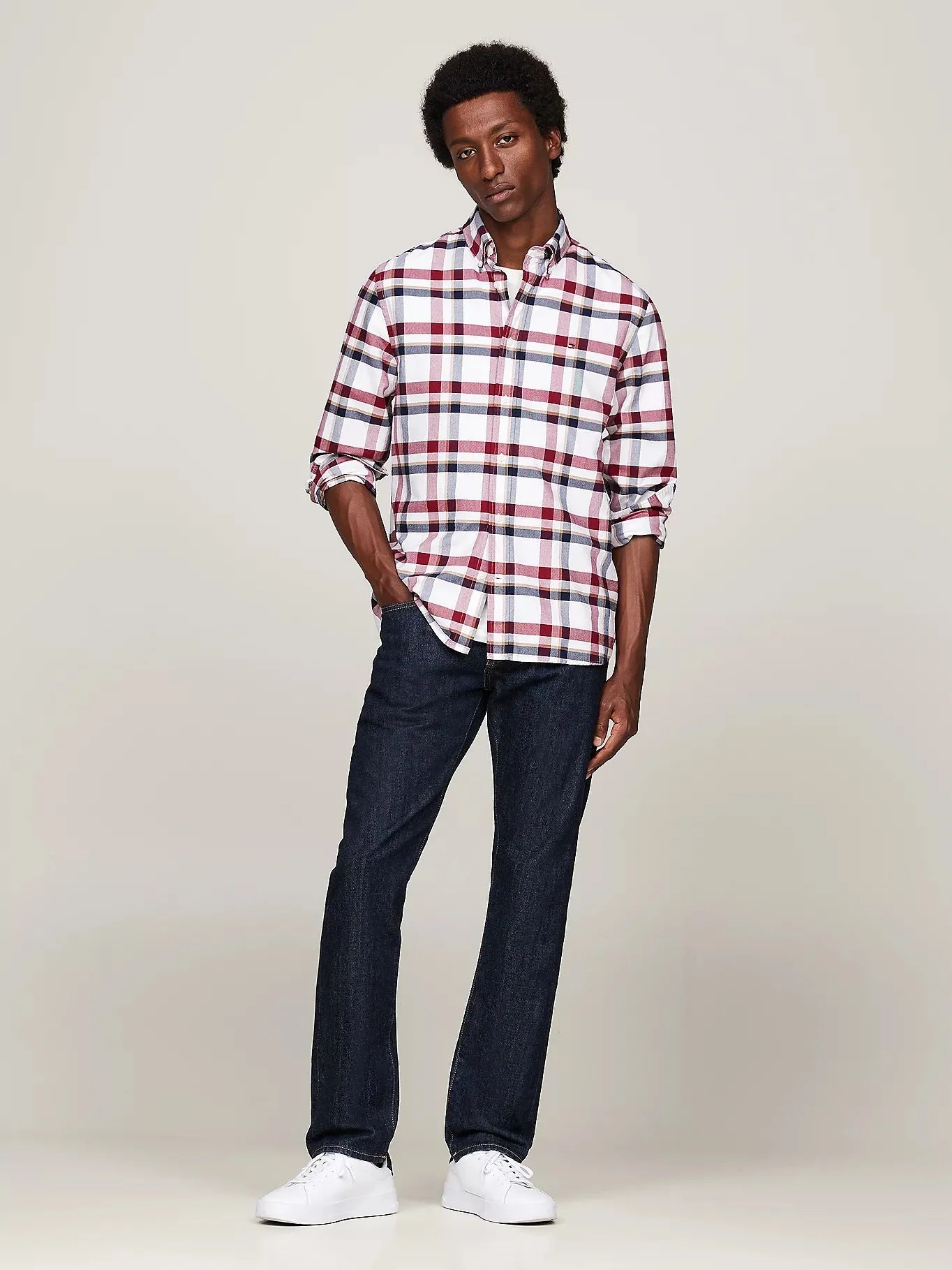 Check Oxford Shirt in Deep Rouge