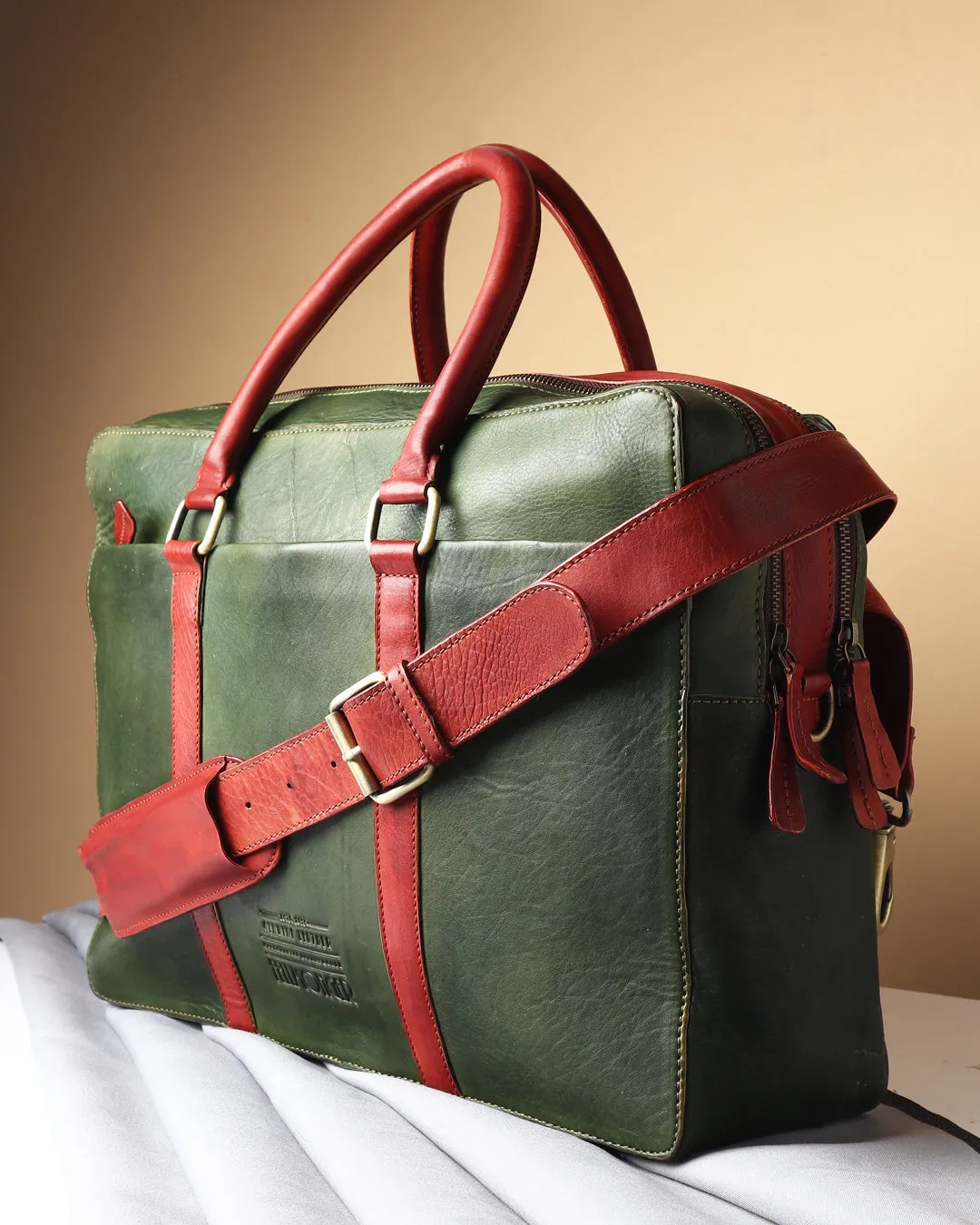 Combo - Green & Red Patina Man Bag   Goodyear Welted Full Brogue Oxfords