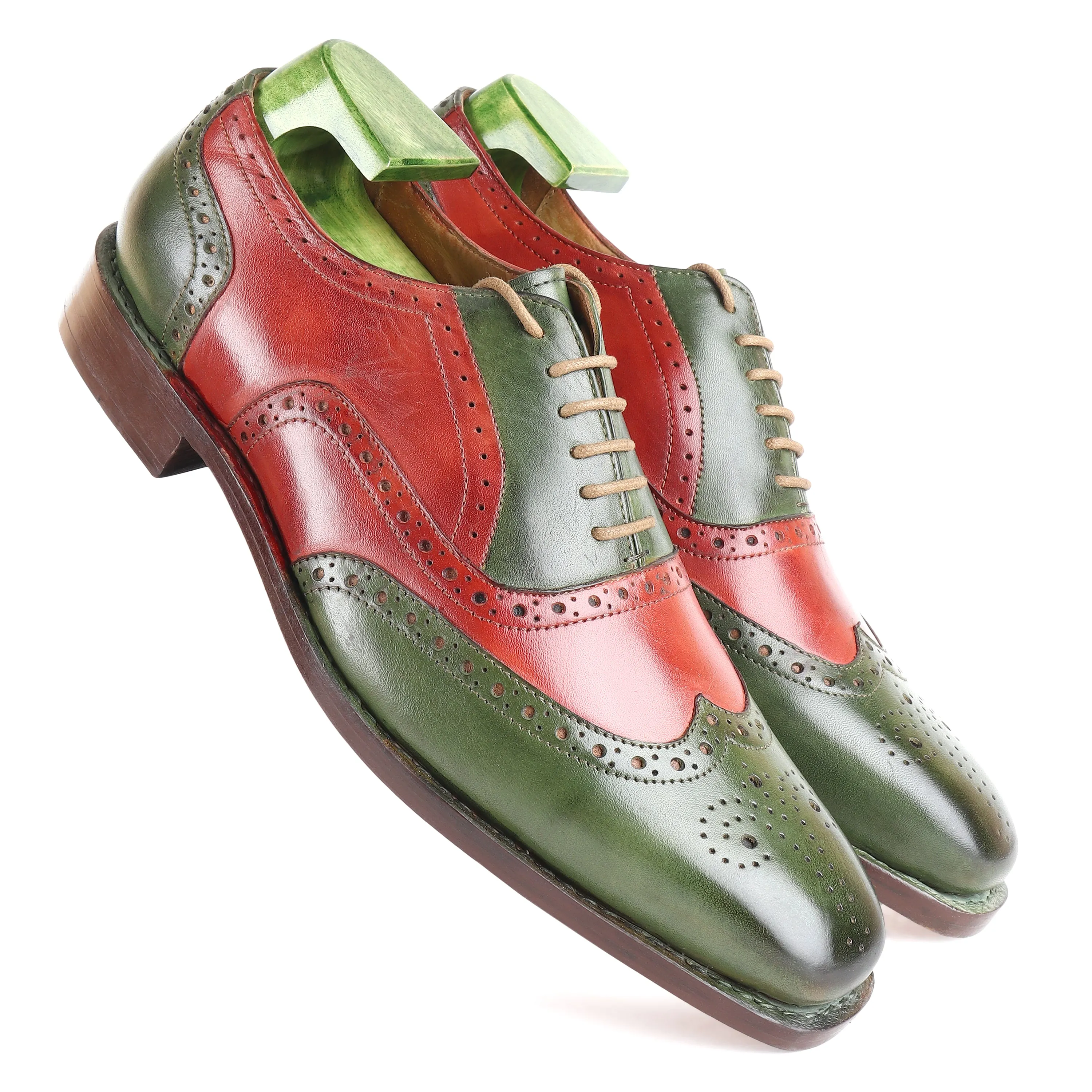 Combo - Green & Red Patina Man Bag   Goodyear Welted Full Brogue Oxfords