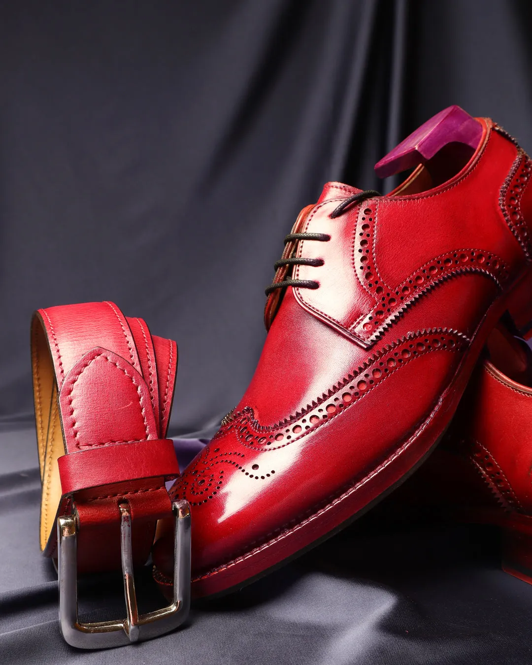 Combo - Red Patina Derby Brogue   Belt