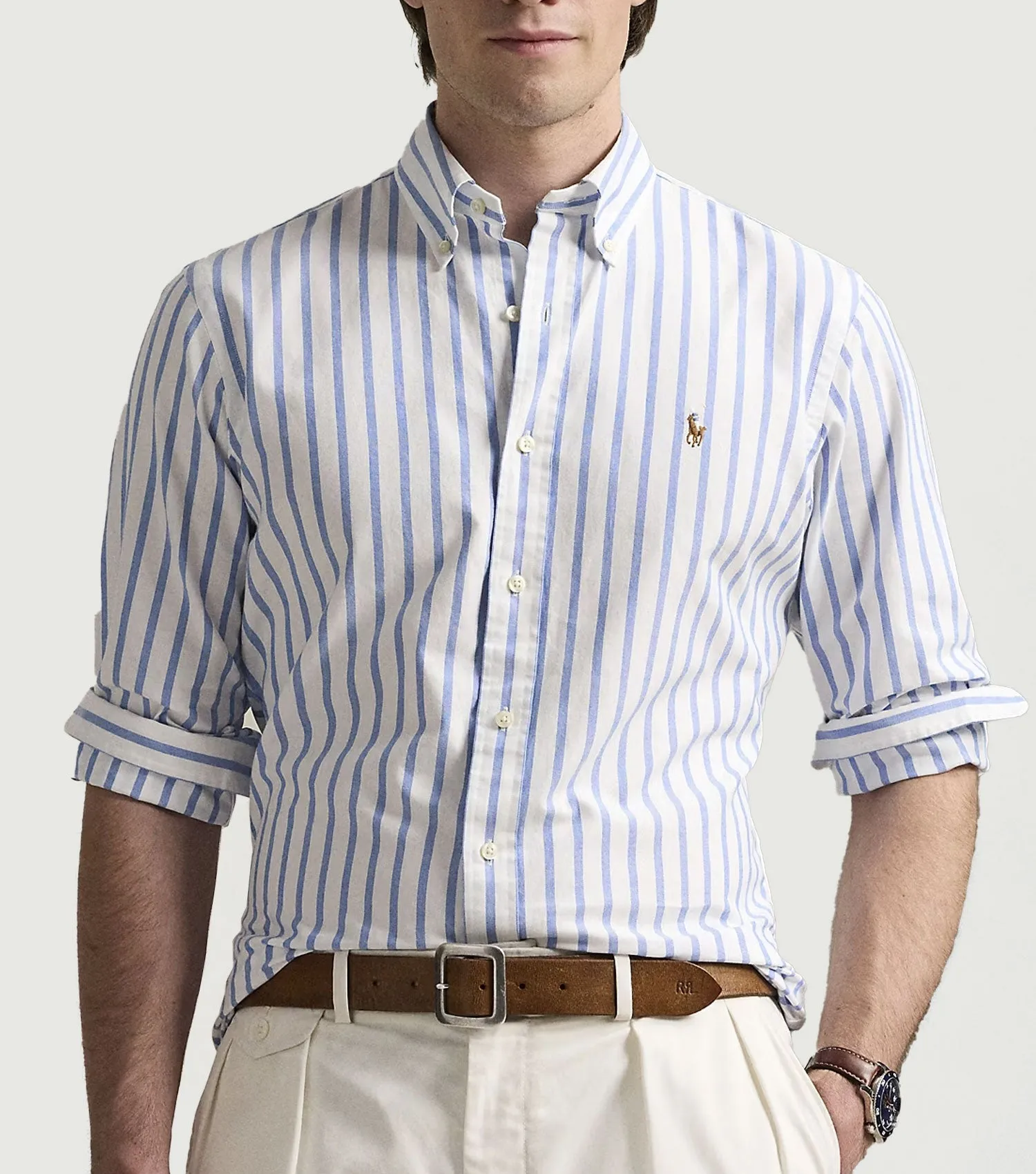 Custom Fit Striped Oxford Shirt Blue/White