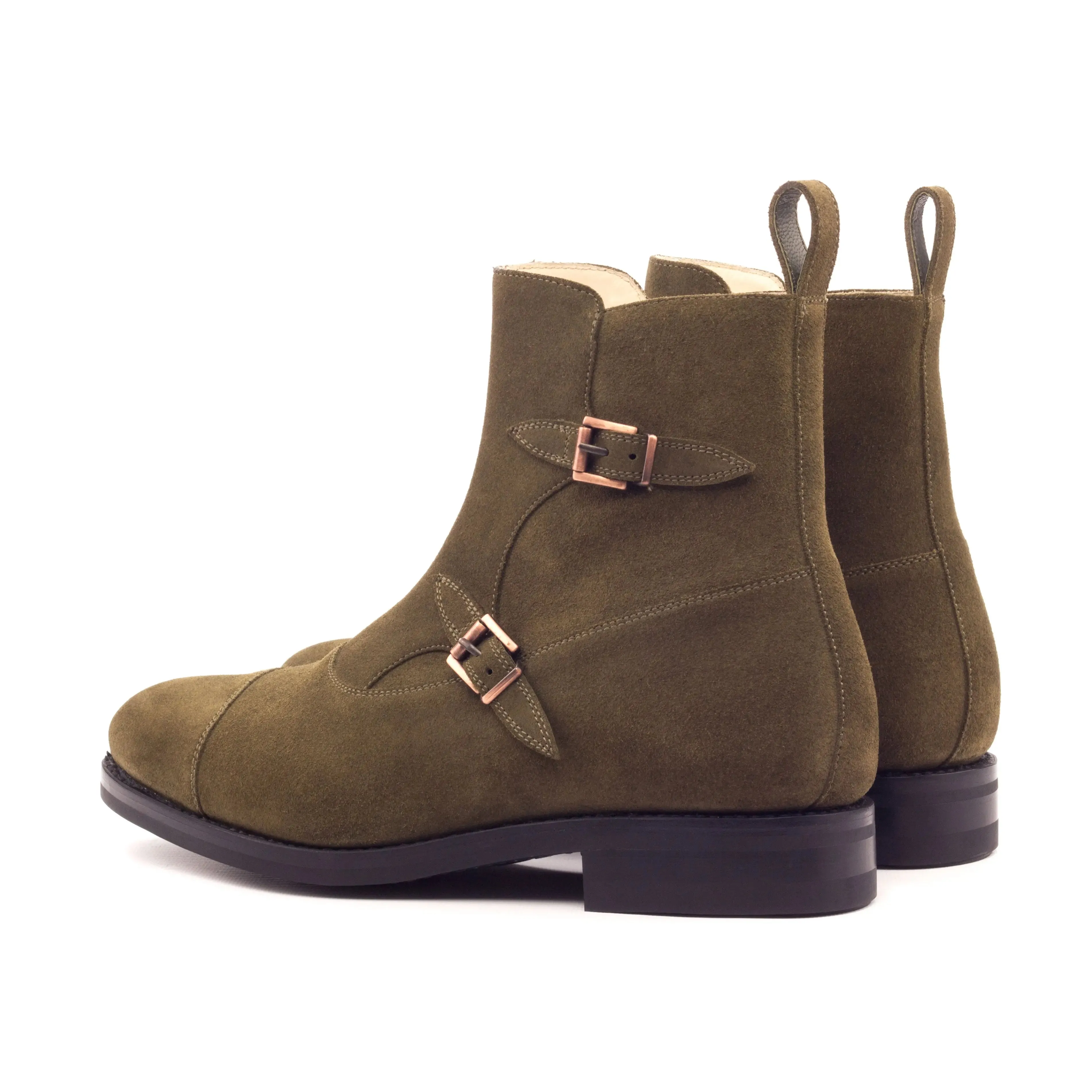 DapperFam Octavian in Khaki Men's Lux Suede Buckle Boot