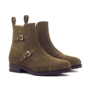 DapperFam Octavian in Khaki Men's Lux Suede Buckle Boot