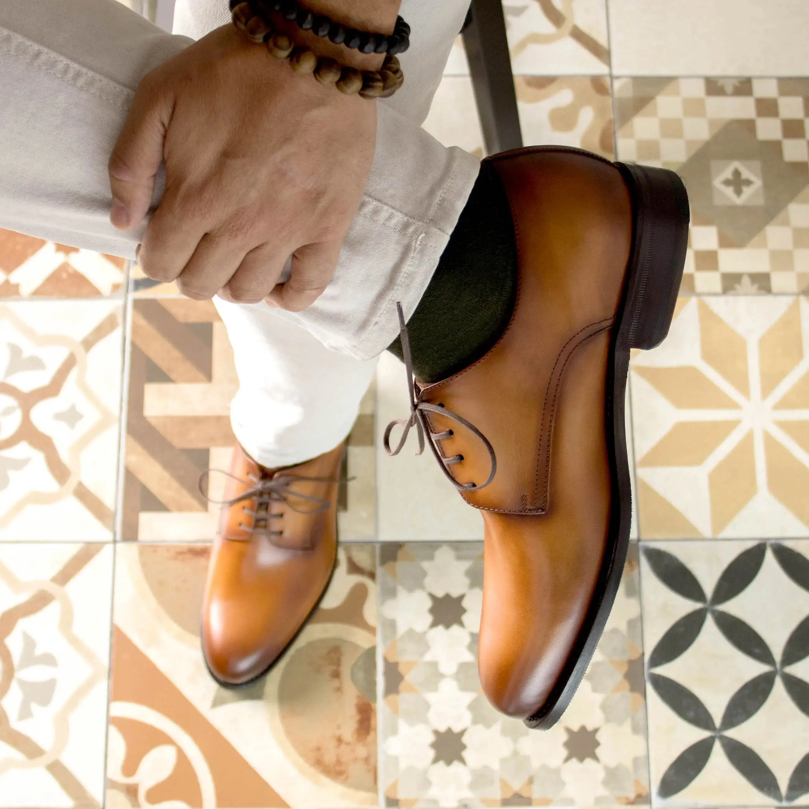DapperFam Vero in Cognac Men's Italian Leather Derby