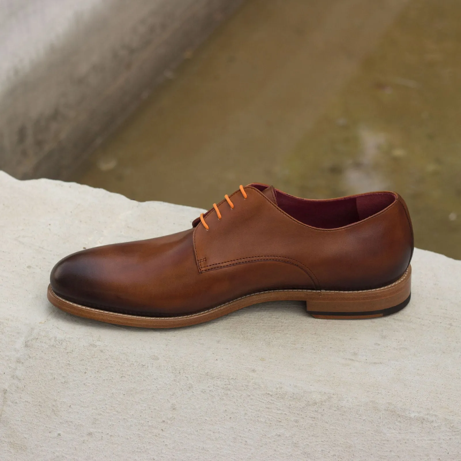 DapperFam Vero in Cognac Men's Italian Leather Derby