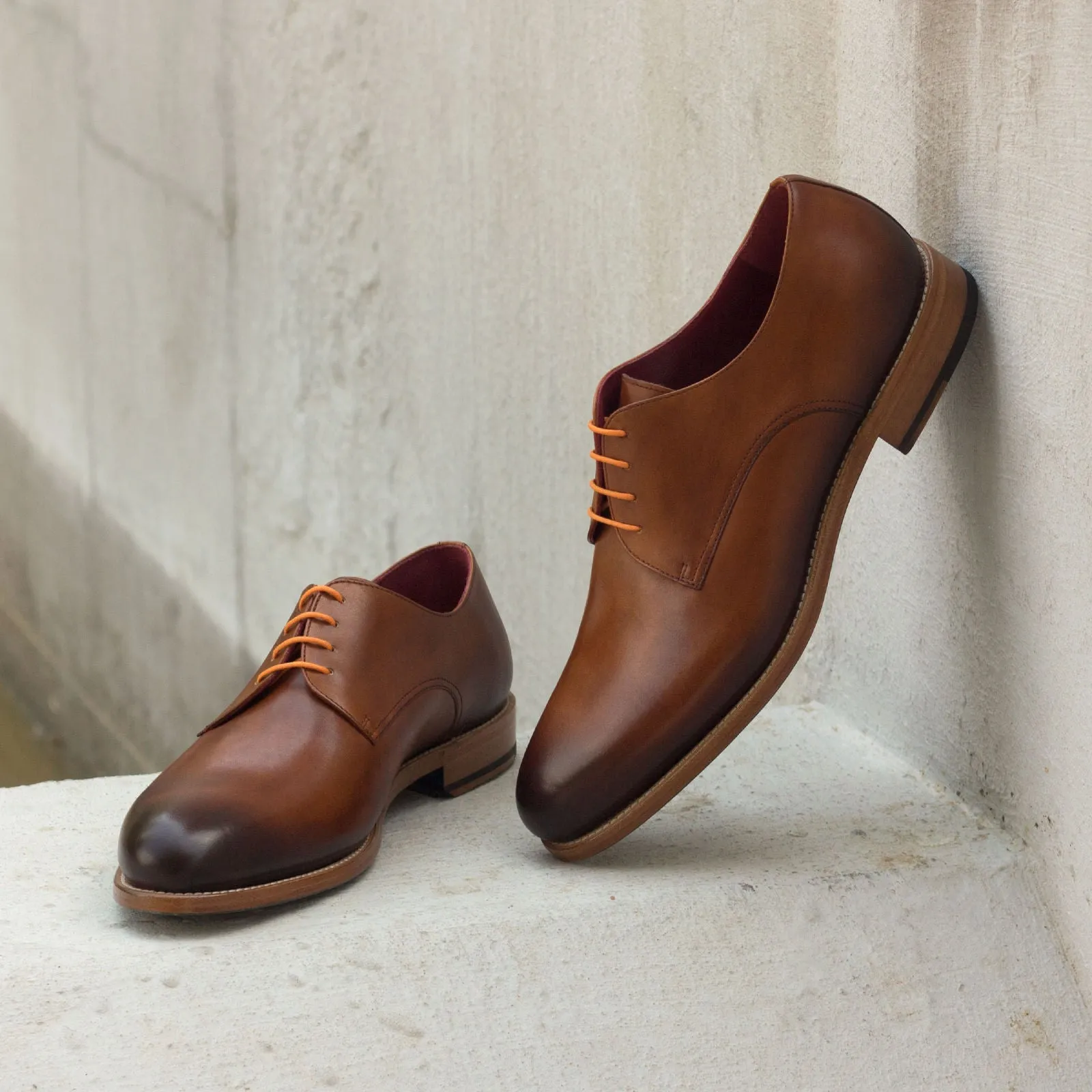 DapperFam Vero in Cognac Men's Italian Leather Derby