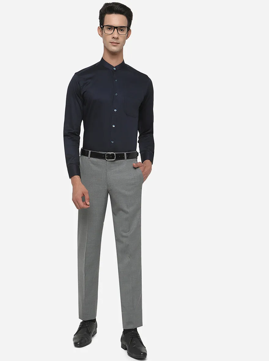 Dark Blue Solid Slim Fit Formal Shirt | Metal