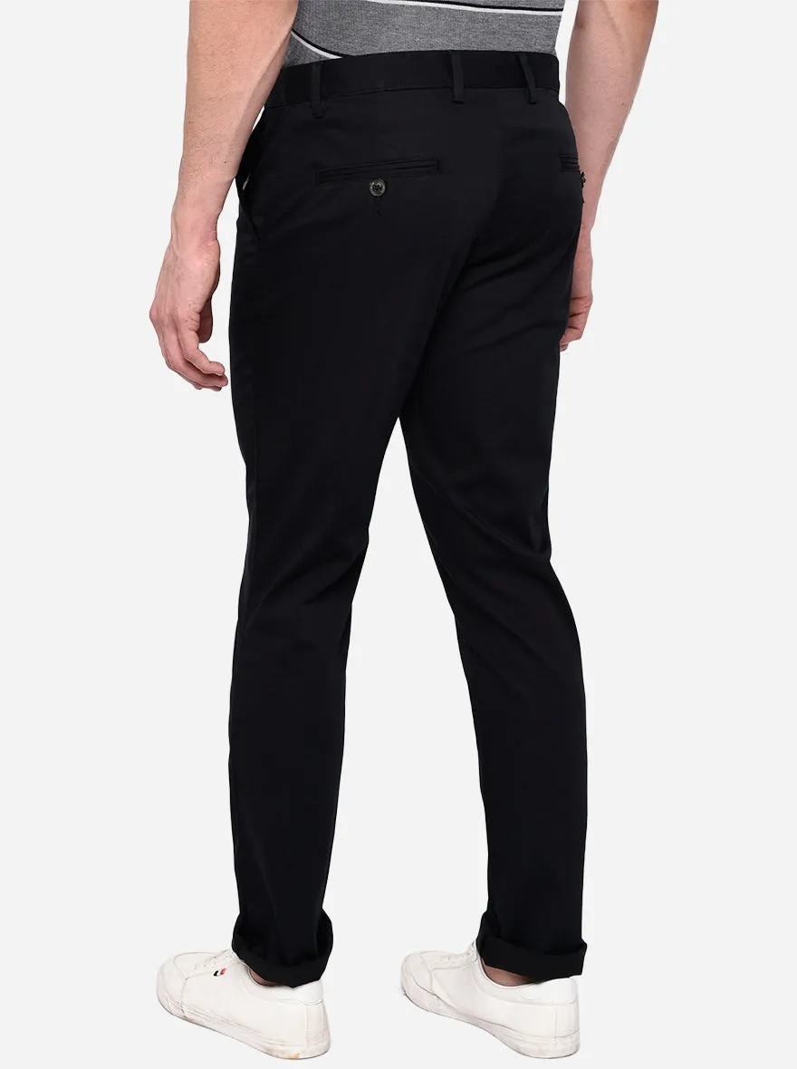 Dark Blue Solid Uno Fit Casual Trouser | JadeBlue