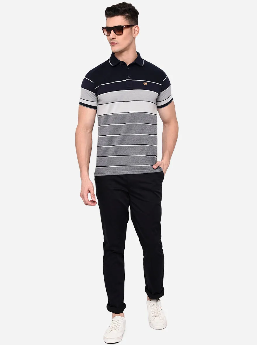 Dark Blue Solid Uno Fit Casual Trouser | JadeBlue