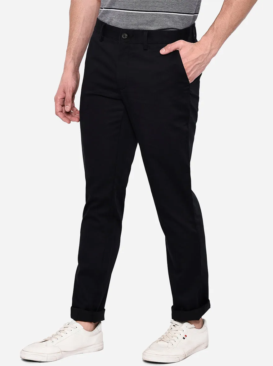 Dark Blue Solid Uno Fit Casual Trouser | JadeBlue