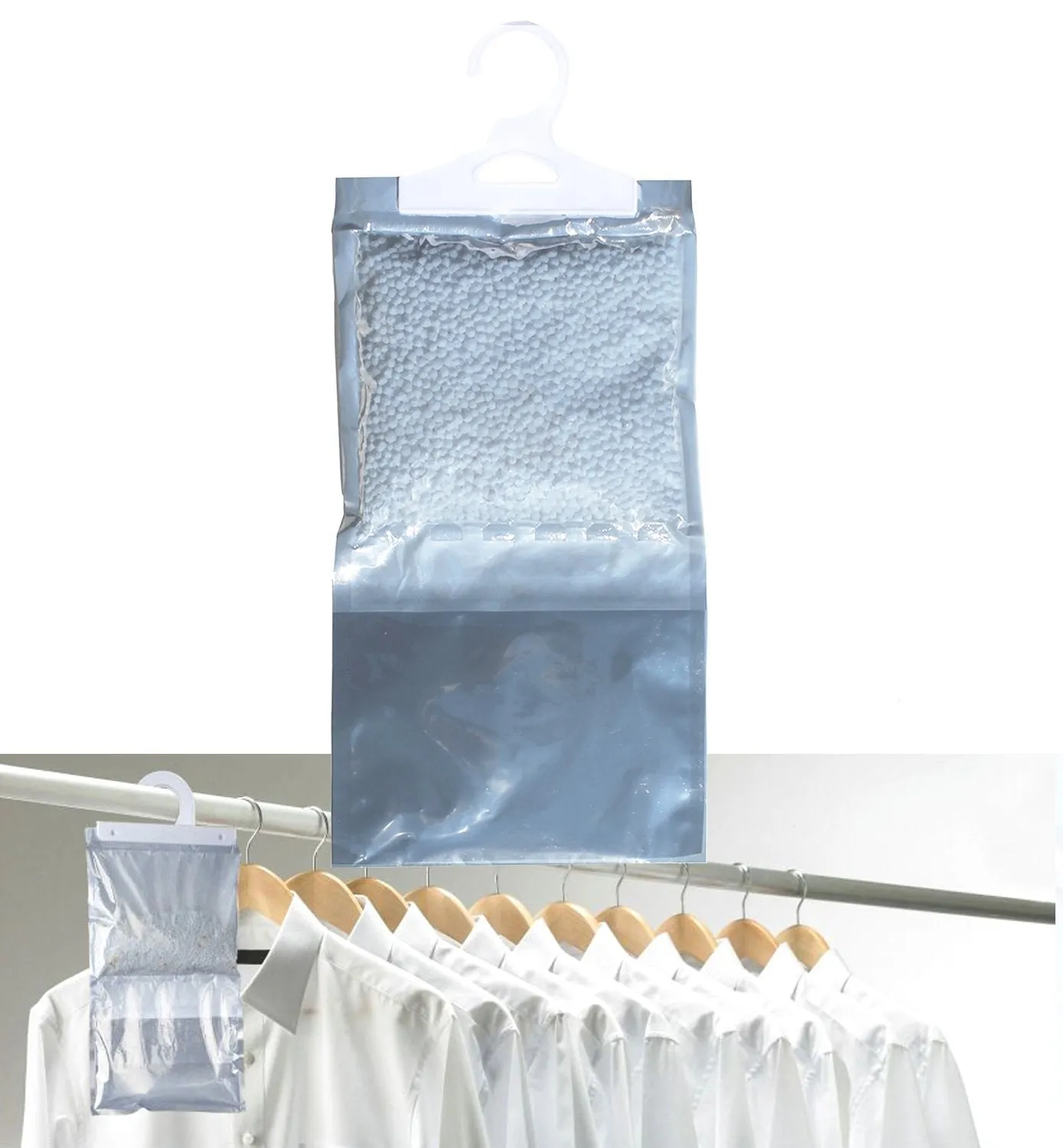 Dry & Dry 72 Packs [Net 9 Oz/Pack] Premium Hanging Moisture Absorber to Control Excess Moisture for Basements, Closets, Bathrooms, Laundry Rooms.