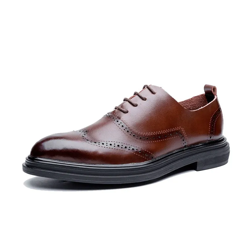 Elegant Men's Dress Shoes Lace-up Business Leather Shoes