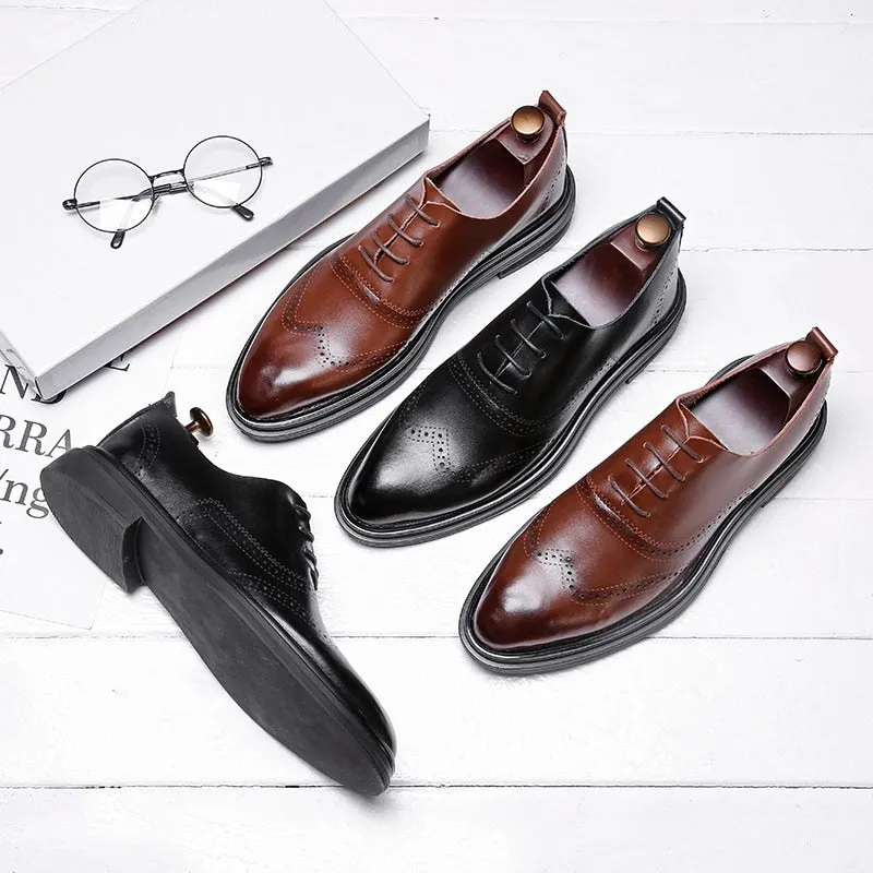 Elegant Men's Dress Shoes Lace-up Business Leather Shoes