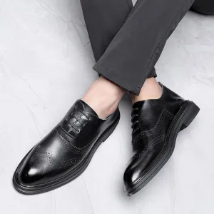 Elegant Men's Dress Shoes Lace-up Business Leather Shoes