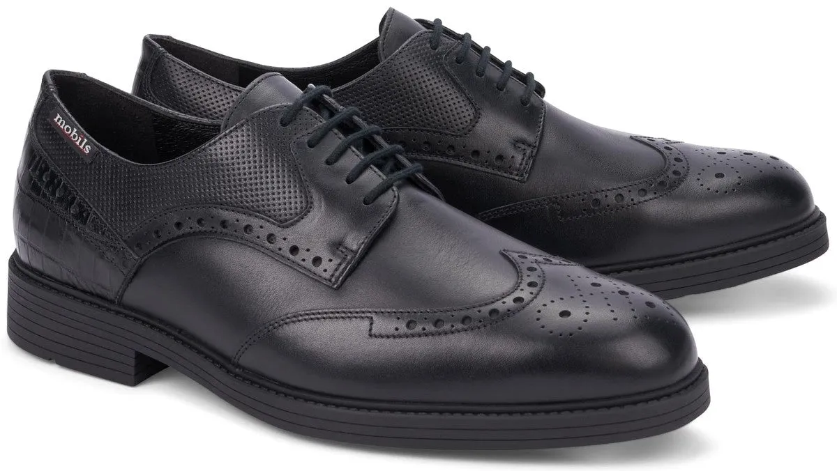 'FERNAND' men's ergonomic wide fit (H) lace-up shoe - Black
