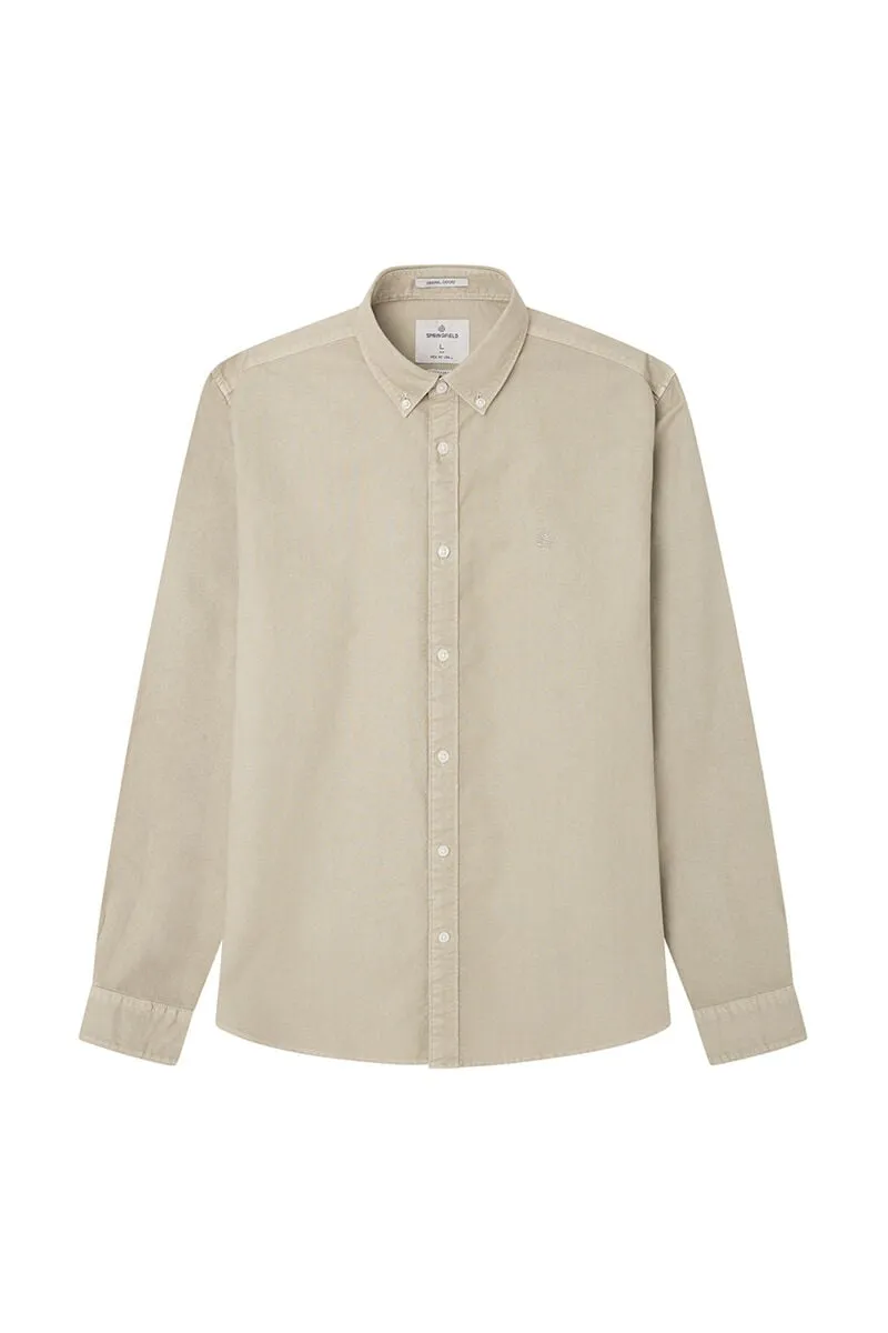 Garment Dye Oxford Shirt - Beige