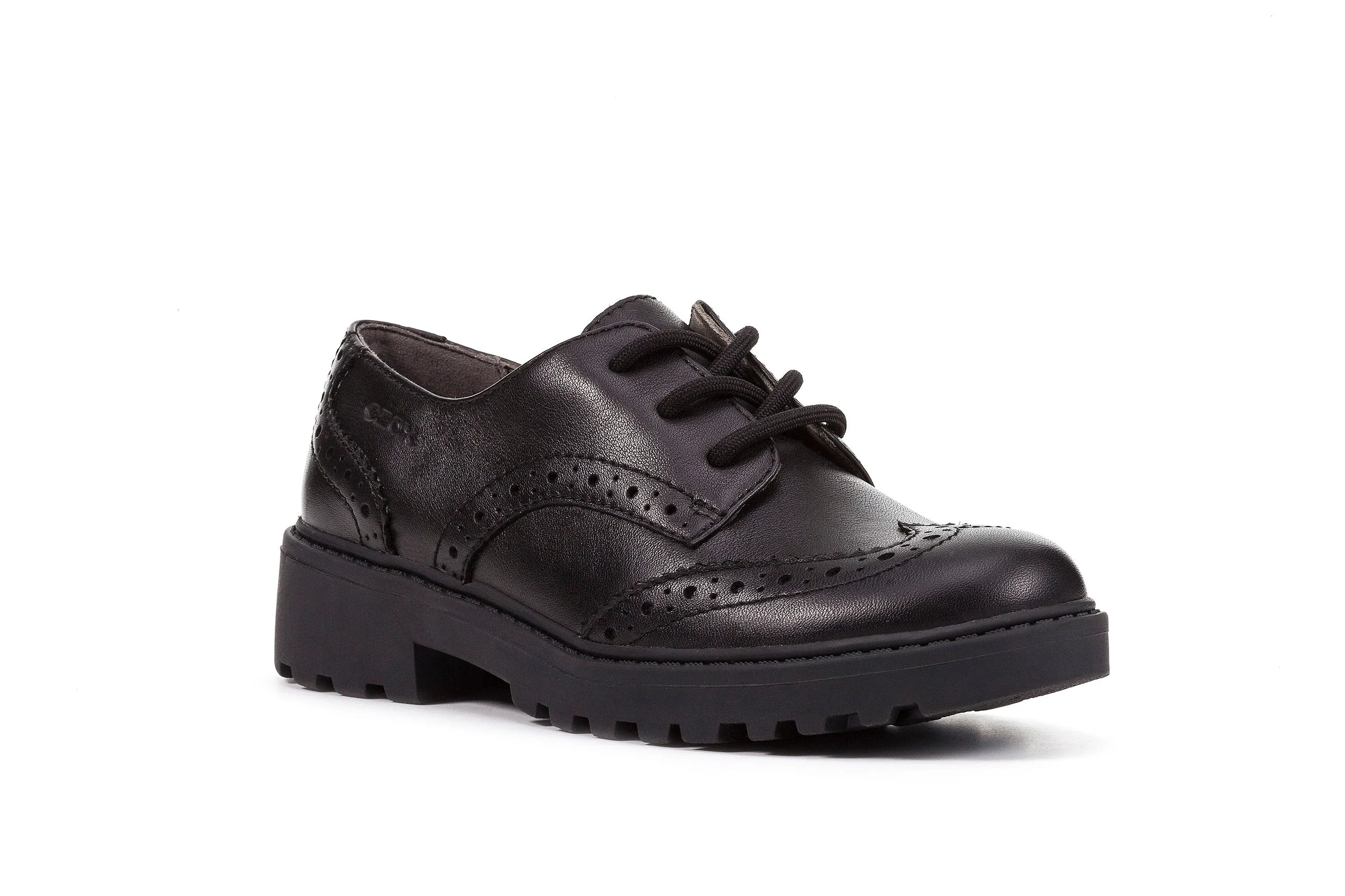 Geox School Shoes | Casey Brogue Lace Up | Black