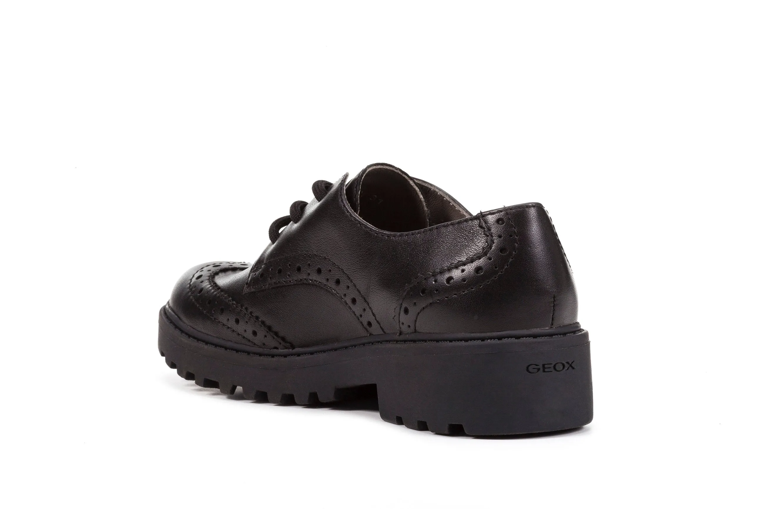 Geox School Shoes | Casey Brogue Lace Up | Black