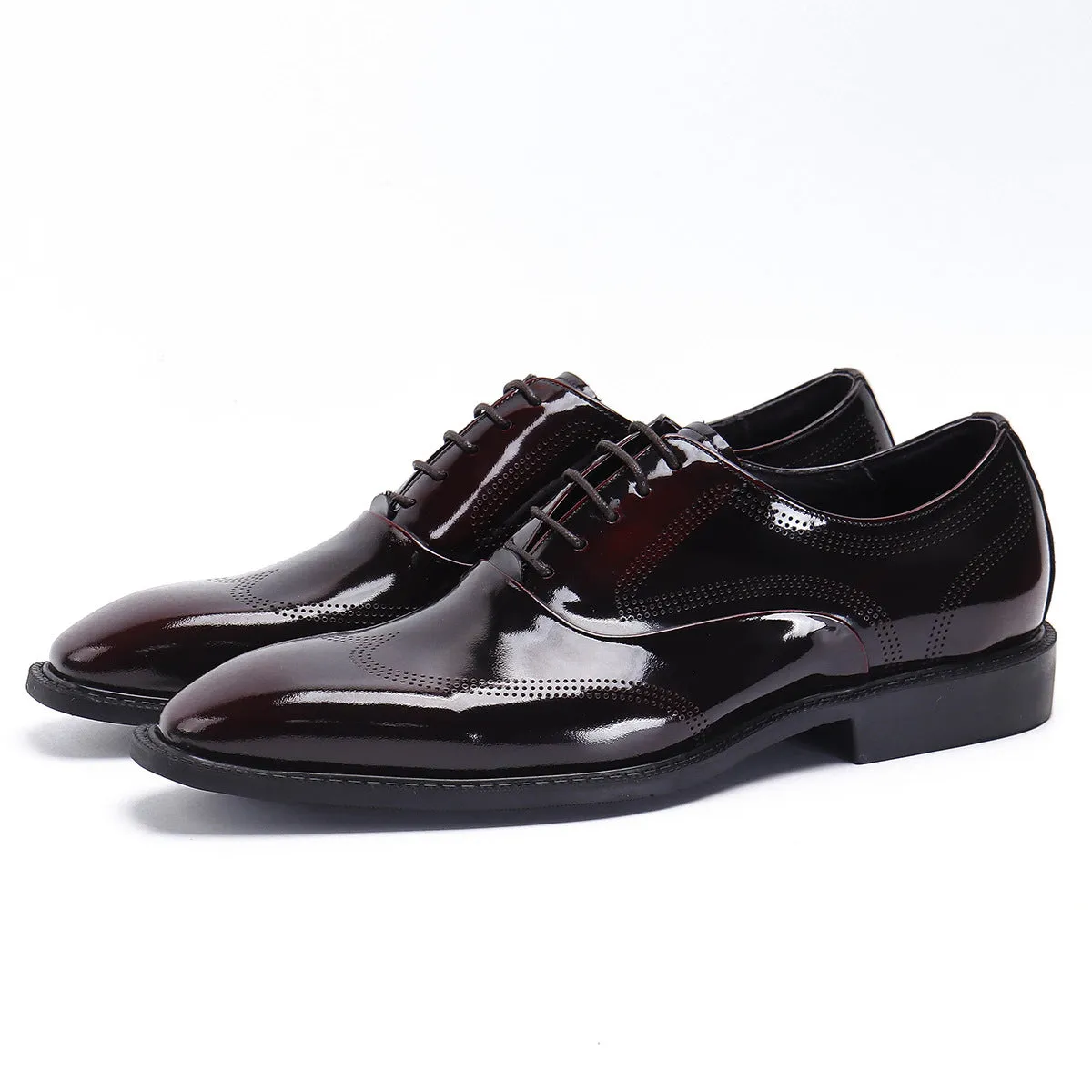 Glossy Leather Shoes Men's Leather Patent Leather British Style Carving Business Formal Wear Oxford Shoes Men's Lace-up Handmade Men's Shoes Work68155