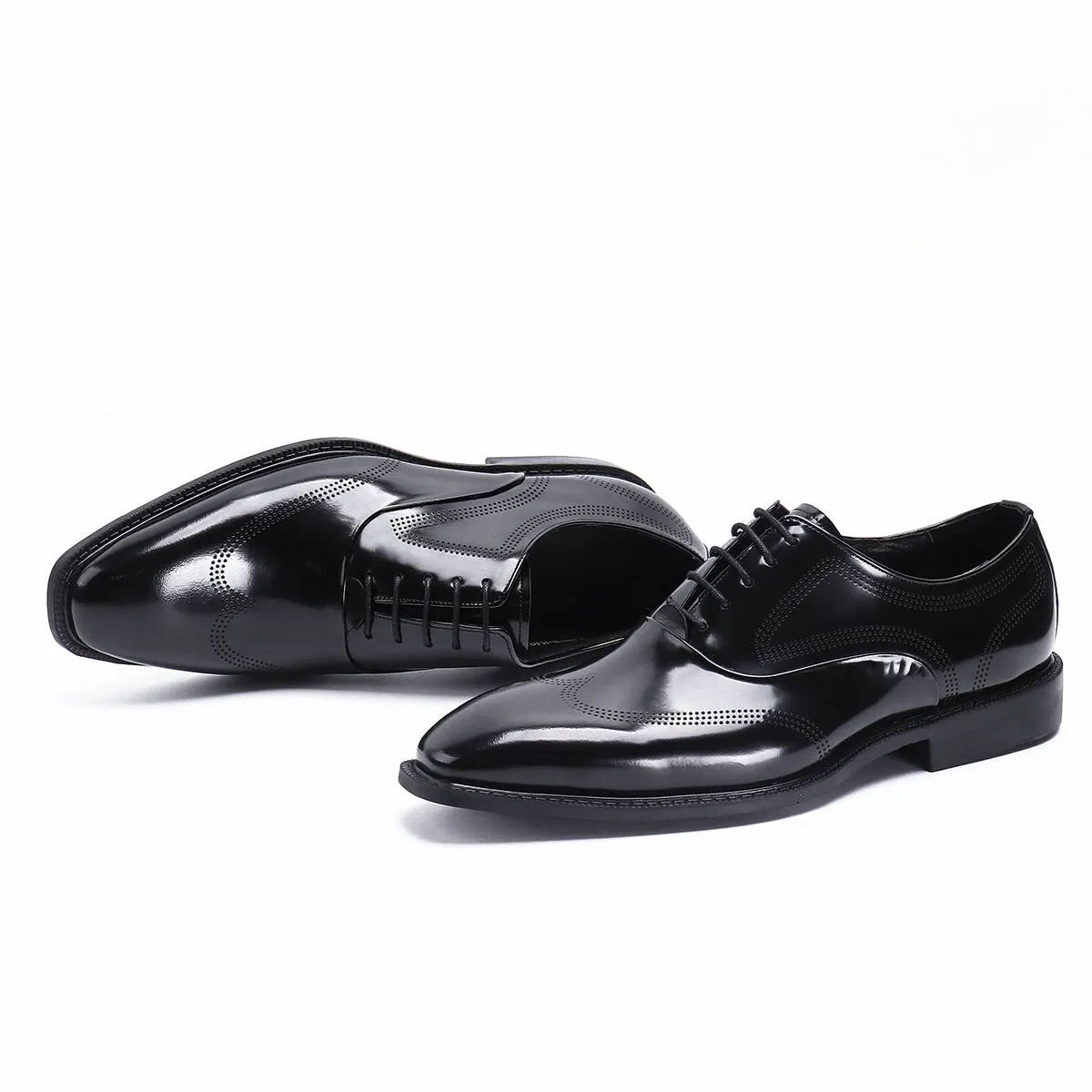 Glossy Leather Shoes Men's Leather Patent Leather British Style Carving Business Formal Wear Oxford Shoes Men's Lace-up Handmade Men's Shoes Work68155