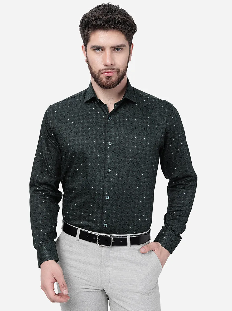 Green Printed Regular Fit Formal Shirt | JadeBlue