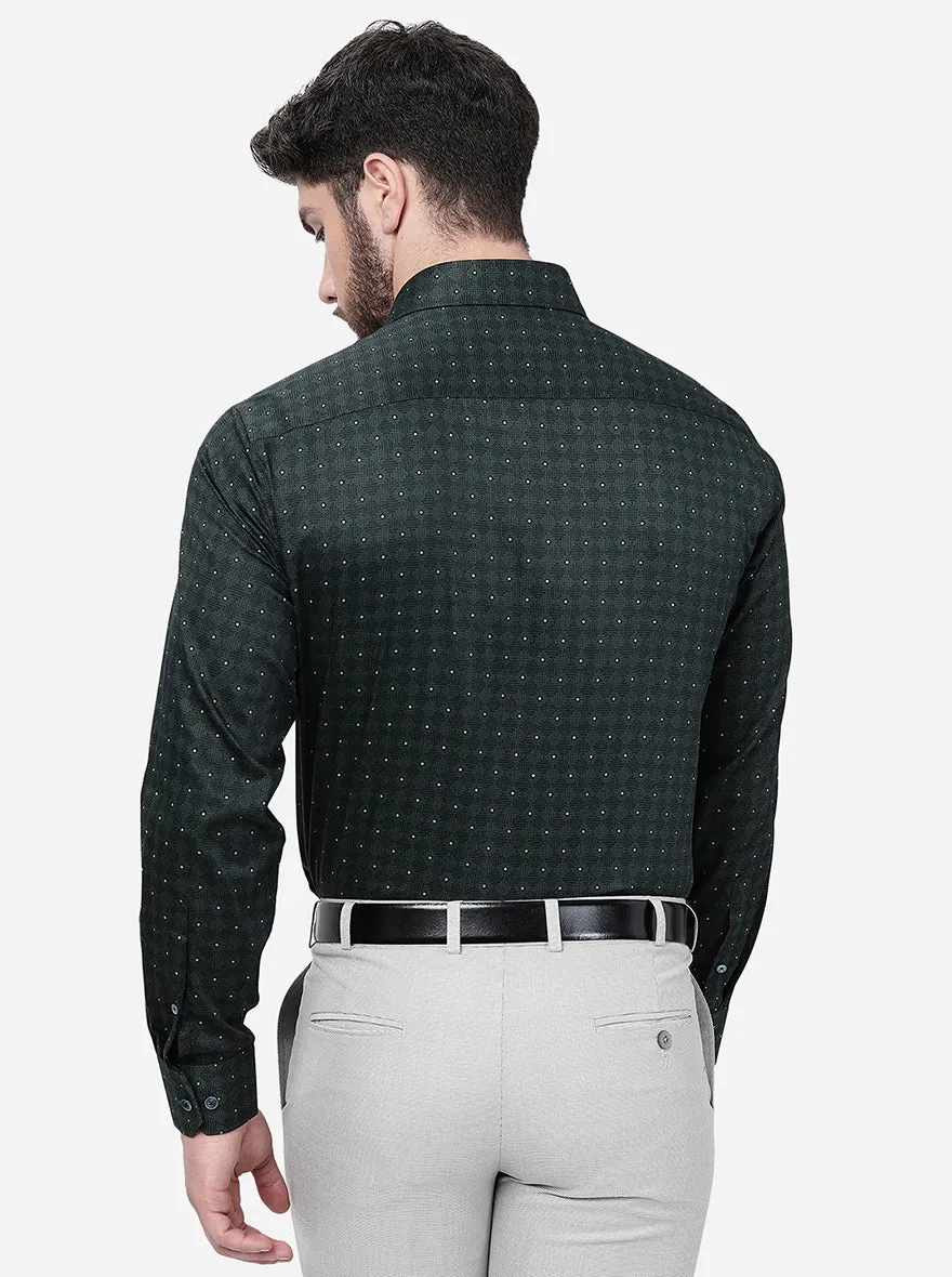 Green Printed Regular Fit Formal Shirt | JadeBlue